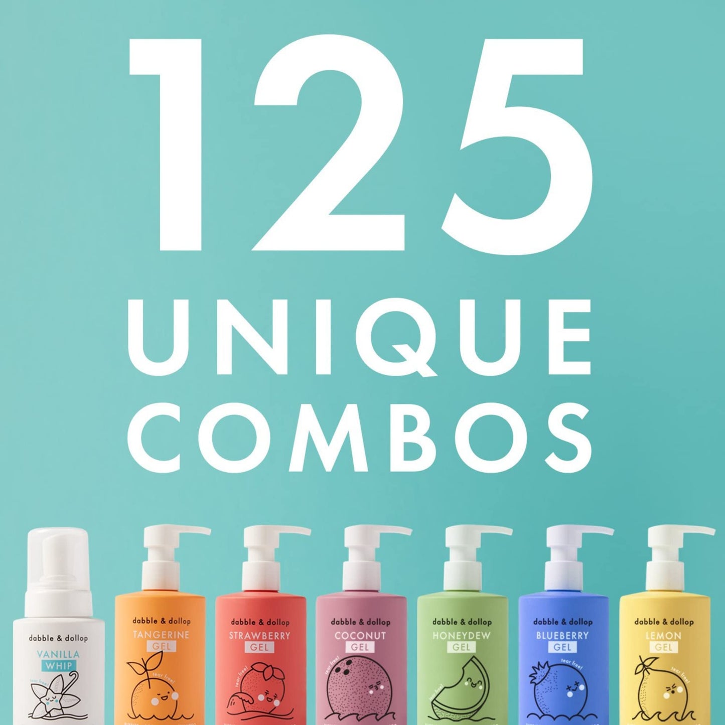 Dabble & Dollop Beachy Bundle, Natural Bubble Bath, Body Wash, Shampoo for Kids, USA-Made, Paraben & Sulfate Free, Vegan, Gluten-Free, Tear-Free, Honeydew Melon, Vanilla & Coconut (Set of 3)