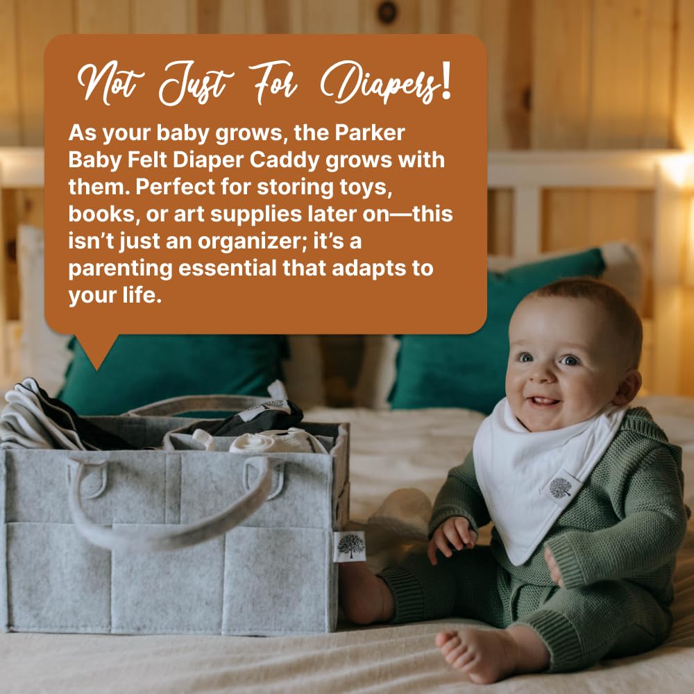 Parker Baby Diaper Caddy - Nursery Storage Bin and Car Organizer for Diapers and Baby Wipes - Oatmeal, Regular