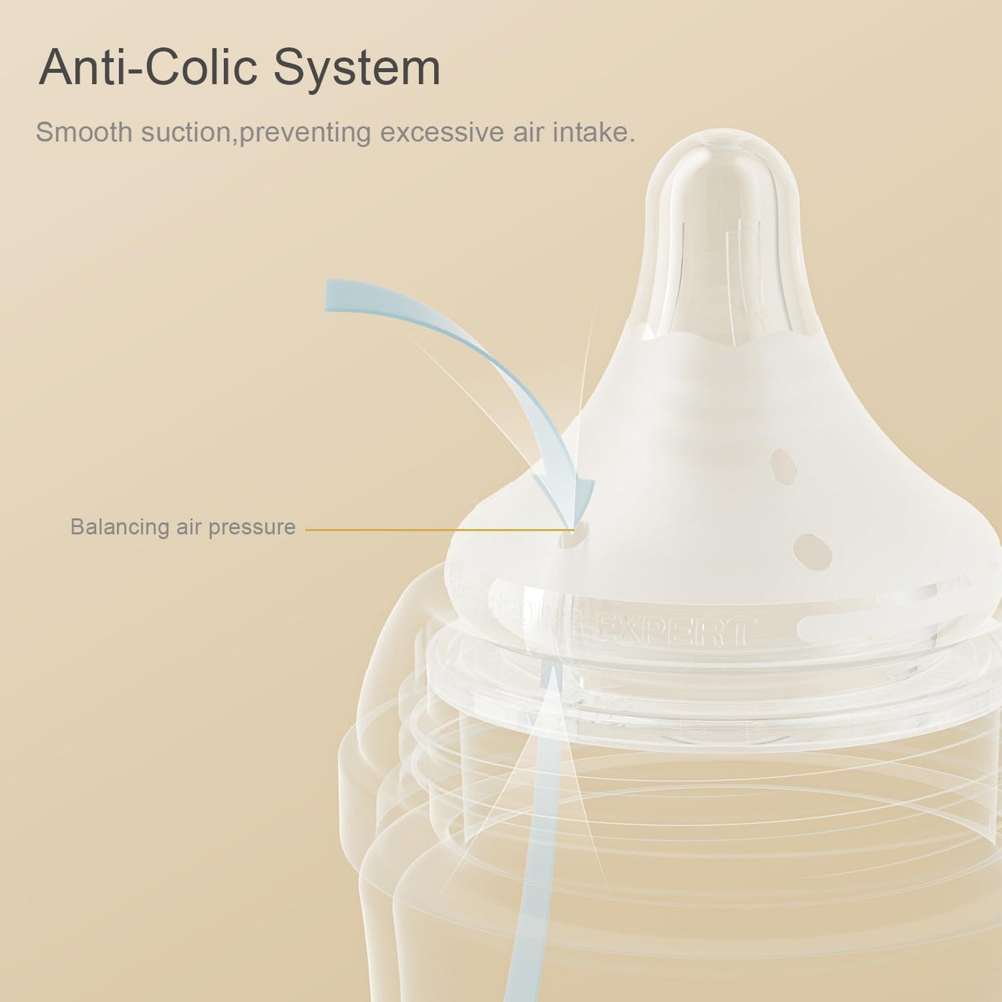 Natural Glass Baby Bottle for Breastfeeding Babies, Newborn Anti-Colic Bottle Set with Slow Flow Nipple, 0-3 Months, 5 oz, 2 Pack - White