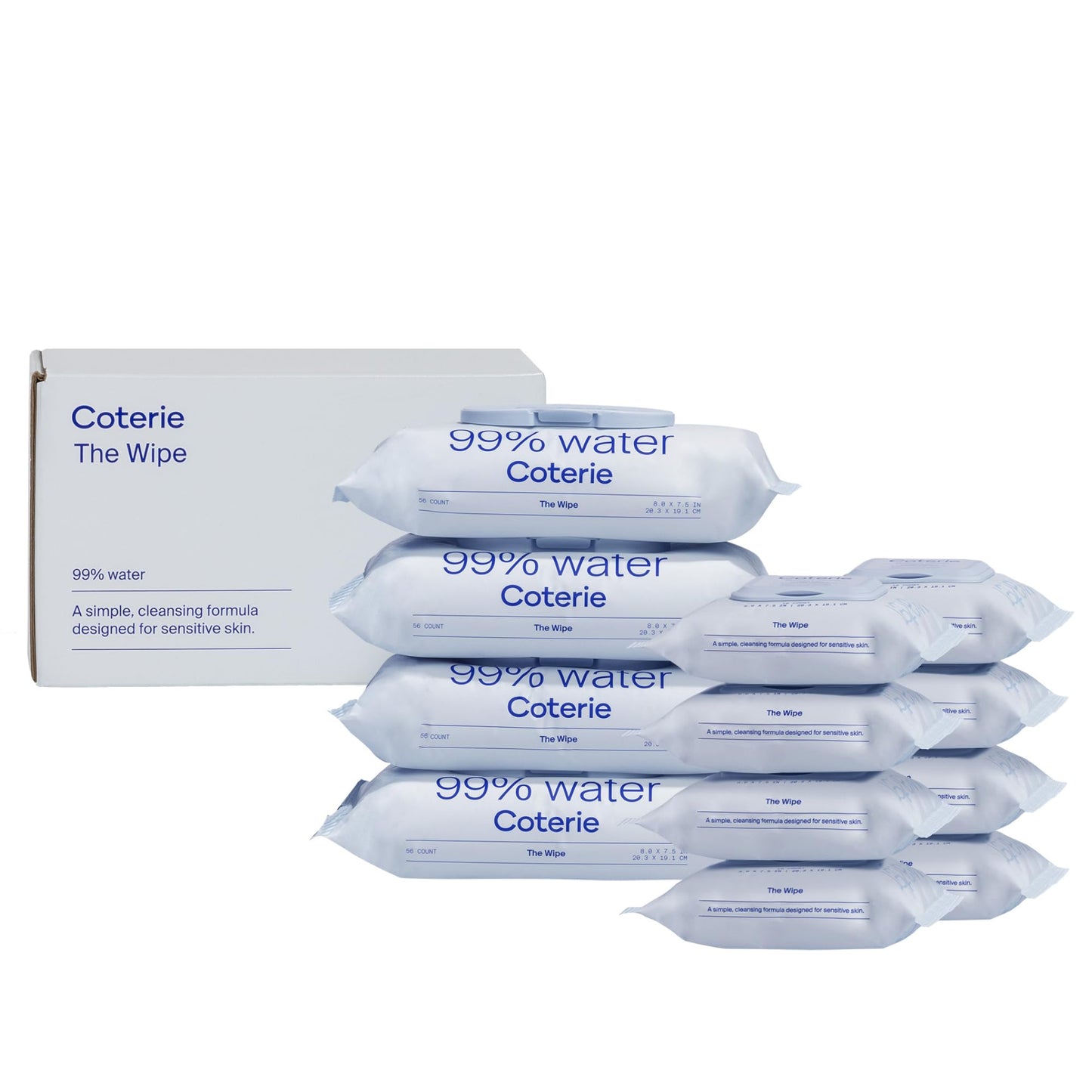 Coterie Baby Wipes for Sensitive Skin, Plant-Based and Plastic-Free Fibers, 99% Water, Hypoallergenic 12 Pack, 672 Count