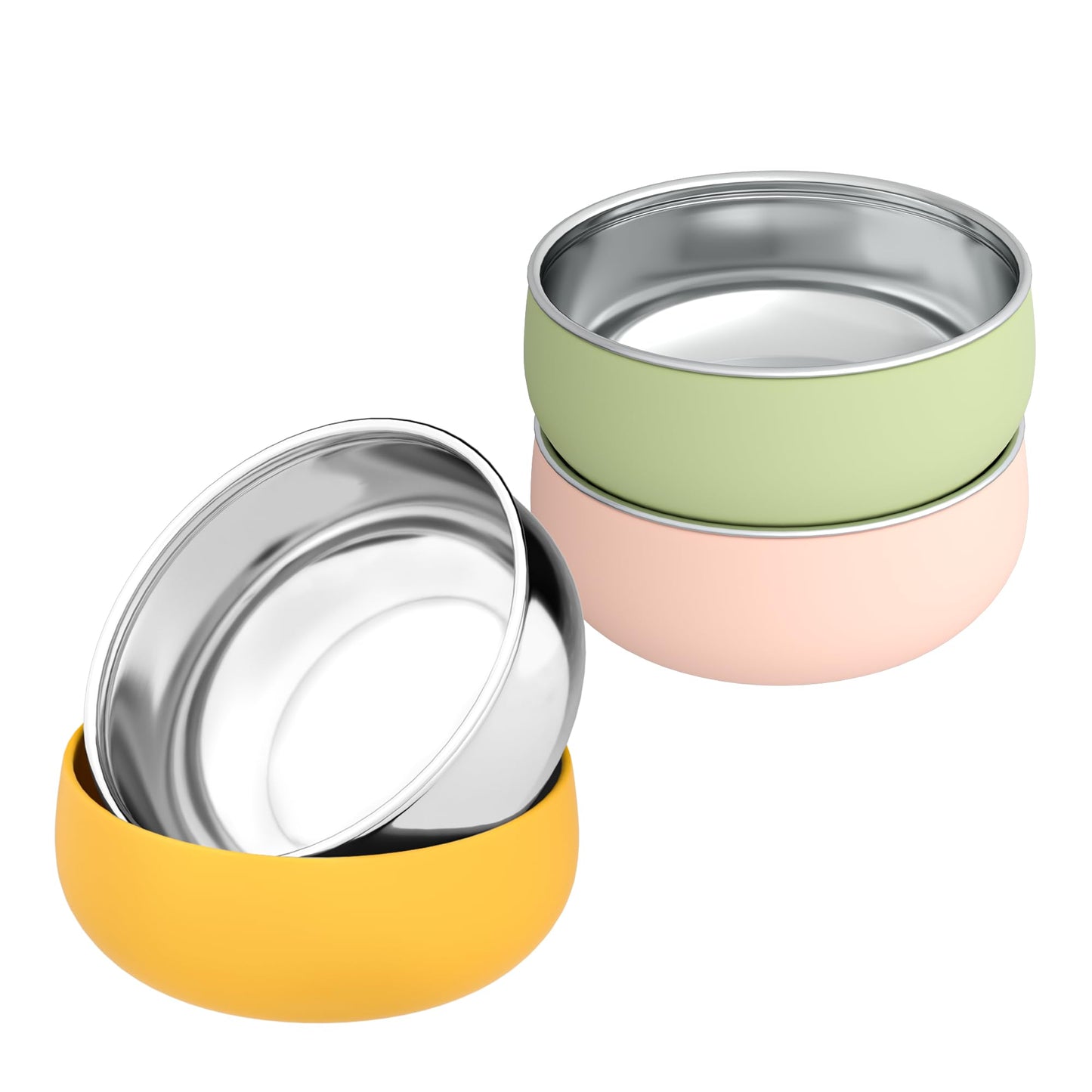 Bella's Friends Stainless Steel and Silicone Baby Bowls with Suction 3 Pack, 4.3”