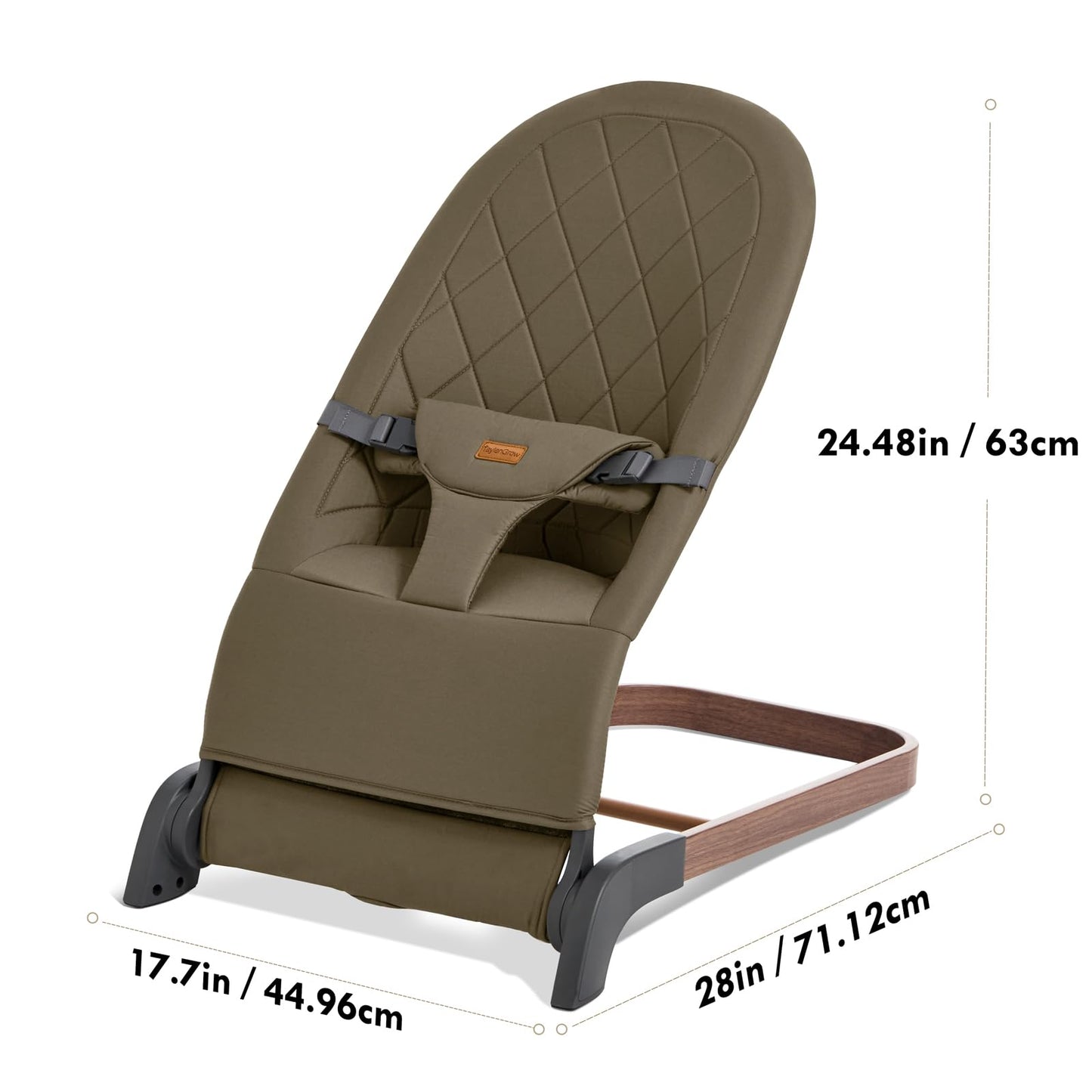 Foldable Baby Bouncer, Baby Seat with 3 Adjustable Heights, Portable Newborn Rocker