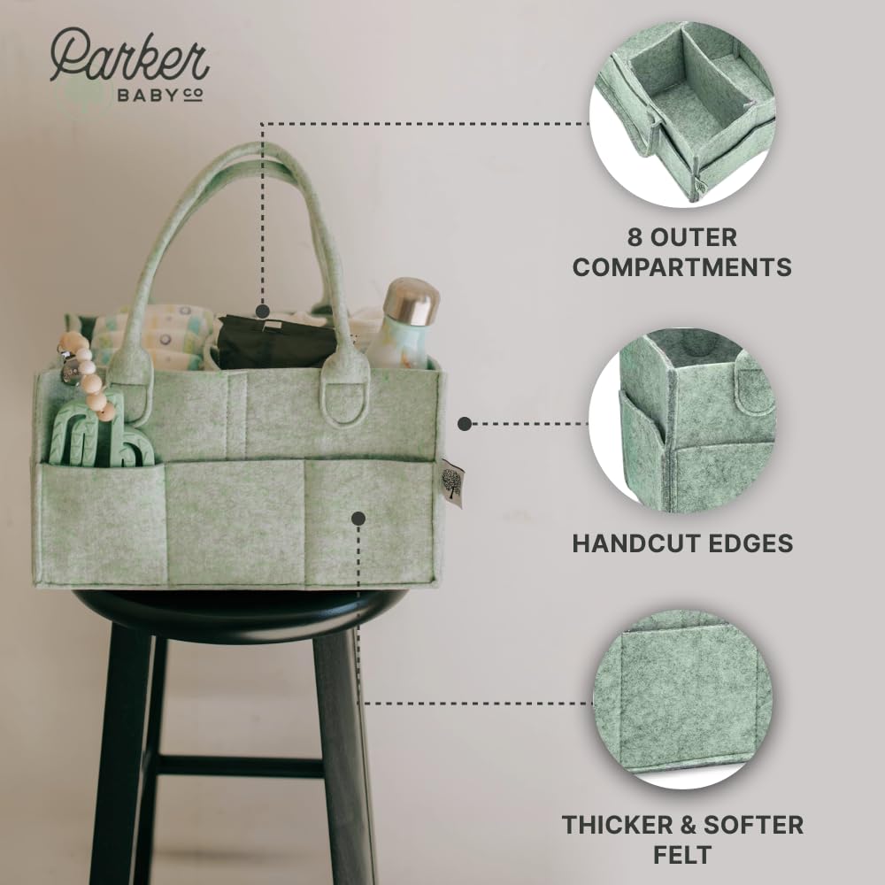 Parker Baby Diaper Caddy - Nursery Storage Bin and Car Organizer for Diapers and Baby Wipes - Oatmeal, Regular