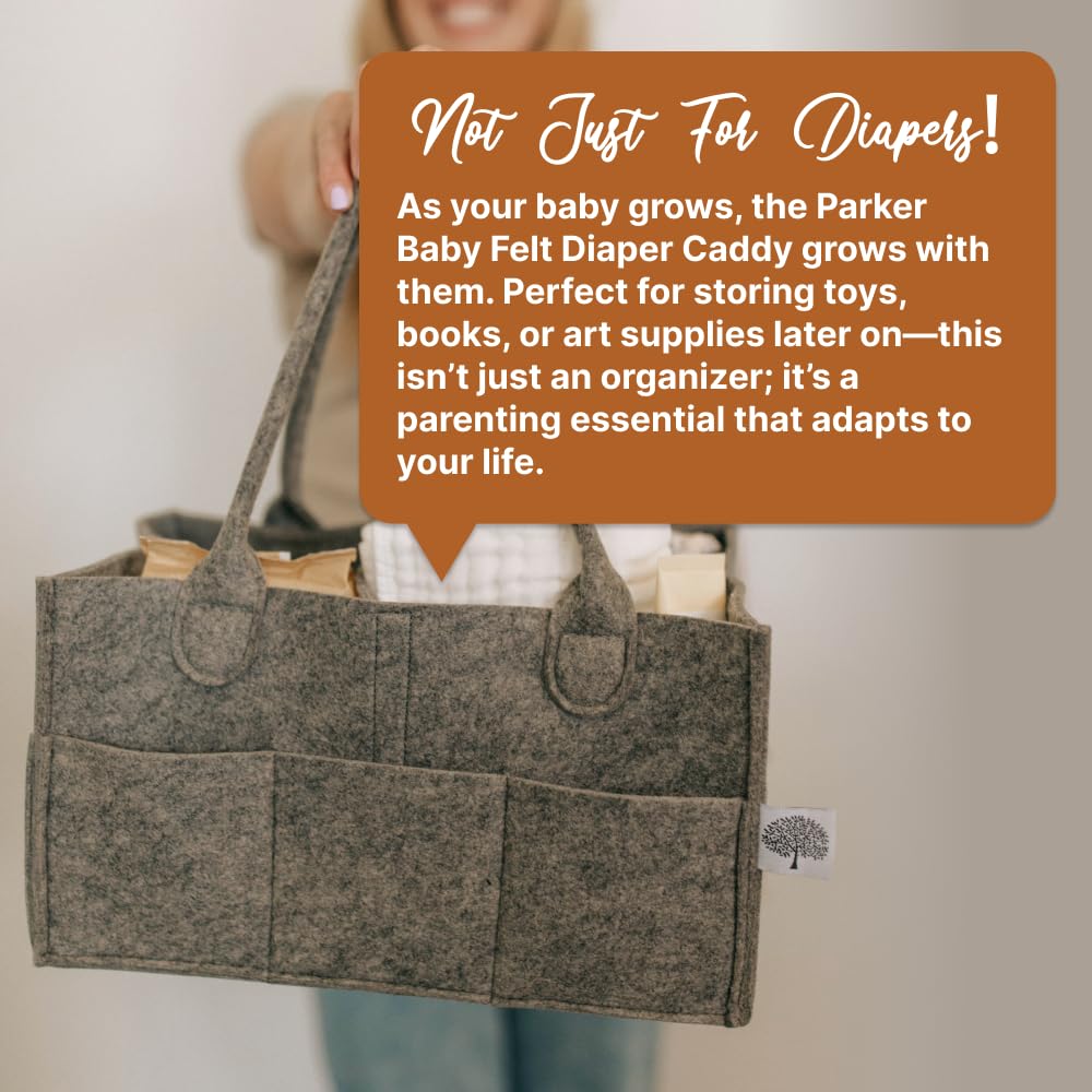 Parker Baby Diaper Caddy - Nursery Storage Bin and Car Organizer for Diapers and Baby Wipes - Oatmeal, Regular