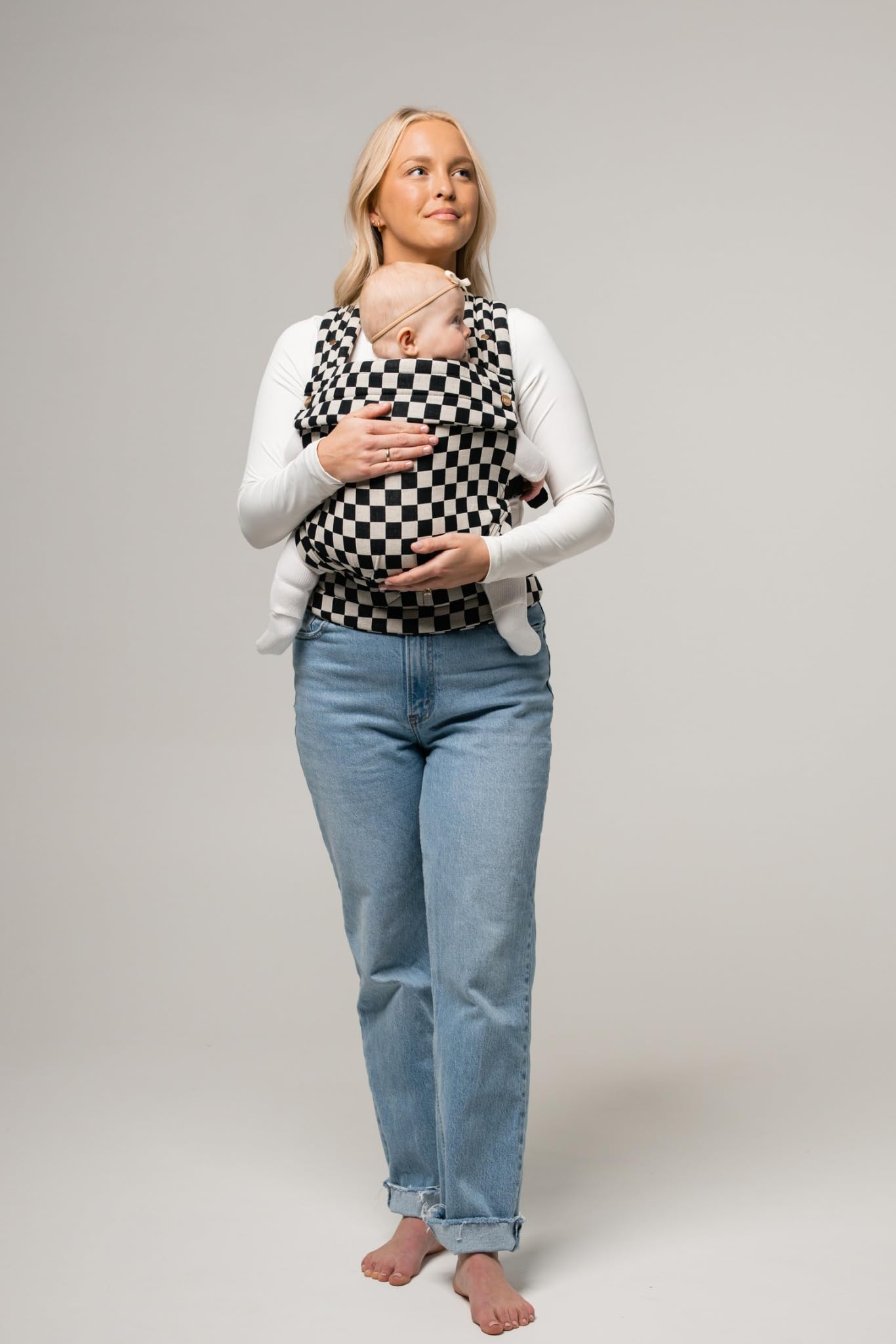 Mabē Monarch Ergonomic Baby Carrier – Premium Cotton Soft Structured Newborn to Toddler Carrier with Hip-Healthy Design, 3 Carry Positions (7-35lbs), Lightweight & Breathable, (Ivory)
