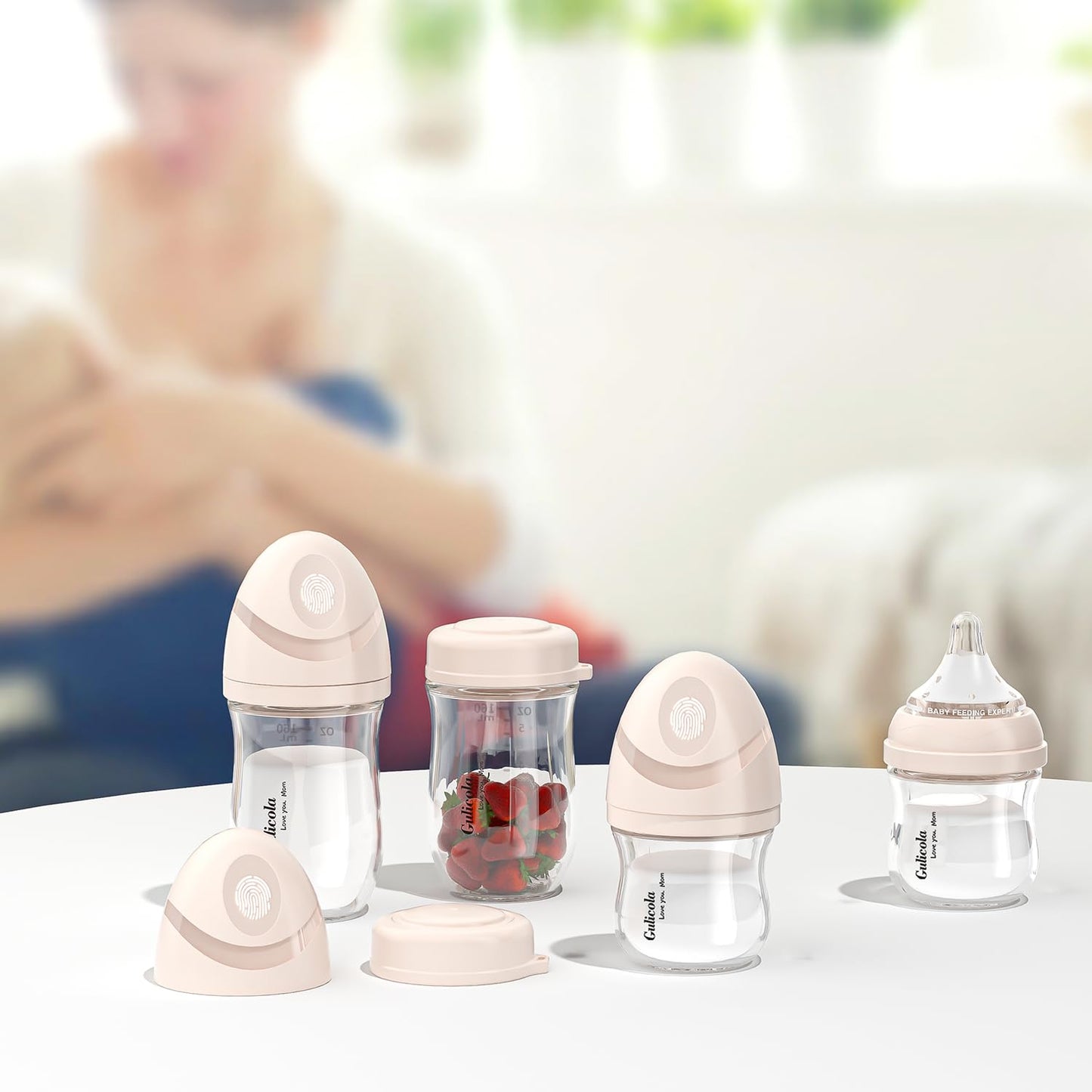 Natural Small Glass Baby Bottle 3 oz, Very Slow Flow Nipple, 1 pk - White