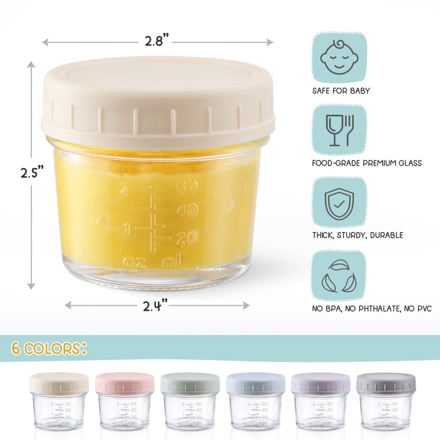 VITEVER 12 Pack Glass Baby Food Storage Containers