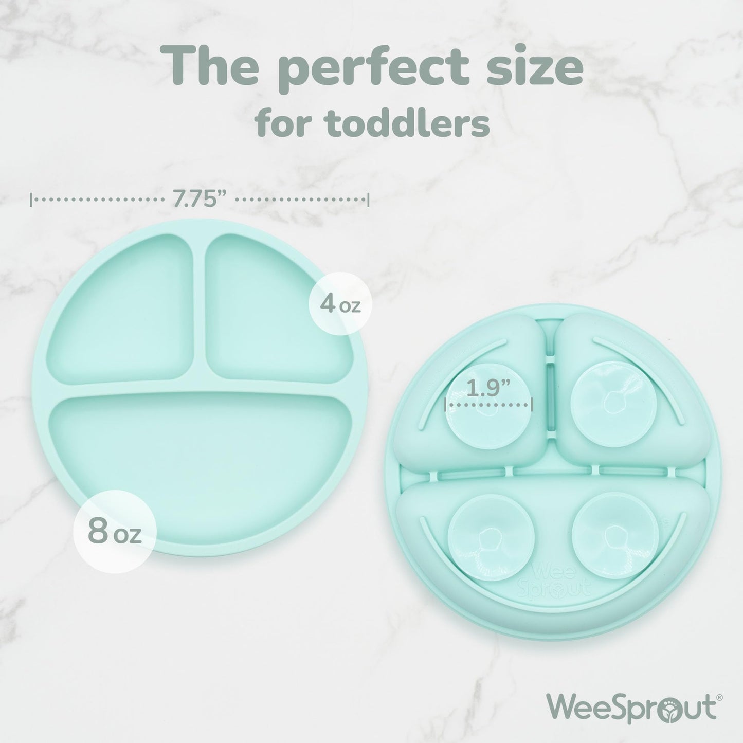 WeeSprout Suction Plates for Babies & Toddlers - 100% Silicone, Dinnerware Stays Put, 3 Pack