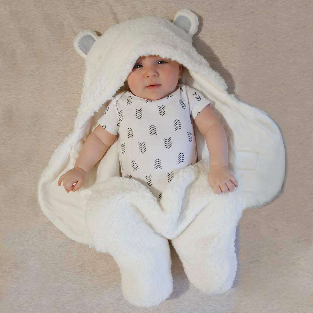 Jam Naturals- Baby Swaddle Blanket, Cute Bear Organic Receiving Swaddling Wrap, Gender Neutral Soft Newborn Baby Registry Gift (White 0-3m)