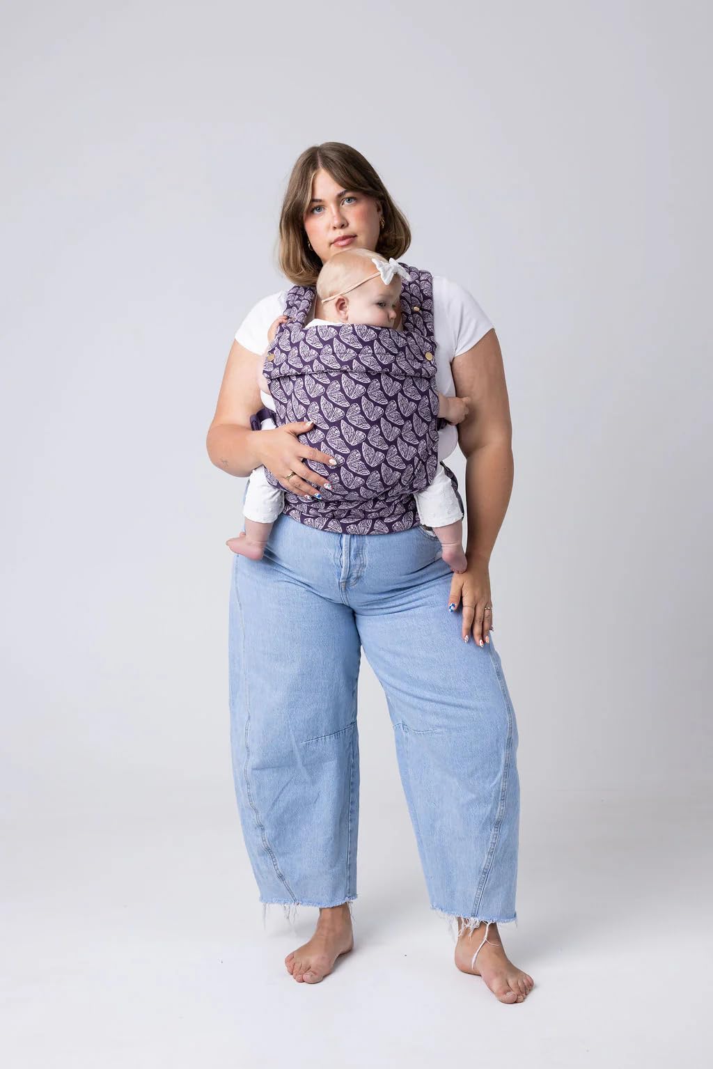 Mabē Monarch Ergonomic Baby Carrier – Premium Cotton Soft Structured Newborn to Toddler Carrier with Hip-Healthy Design, 3 Carry Positions (7-35lbs), Lightweight & Breathable, (Ivory)