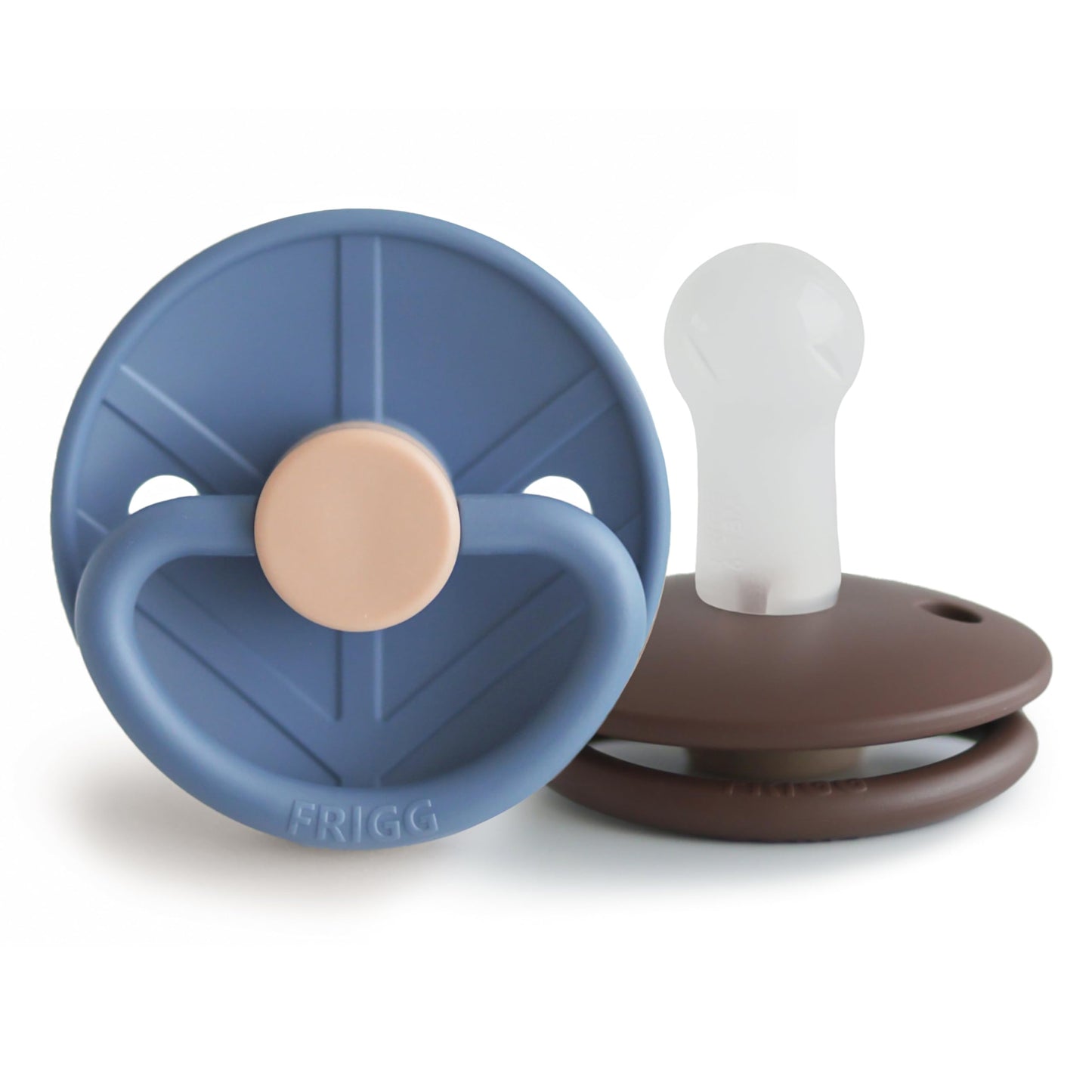 FRIGG Little Viking SilkySoft Silicone Baby Pacifier 2-Pack | Made in Denmark | BPA-Free (Powder Blue/Cream,6-18 Months)