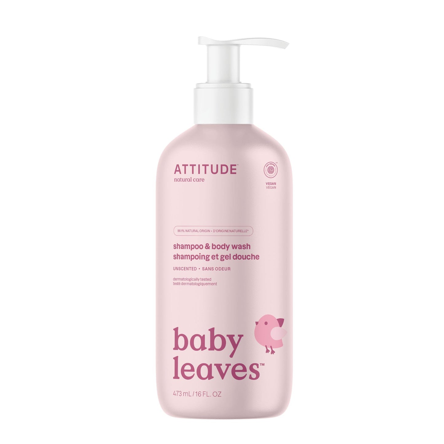 ATTITUDE 2-in-1 Shampoo and Body Wash for Baby, EWG Verified, 16 Fl Oz