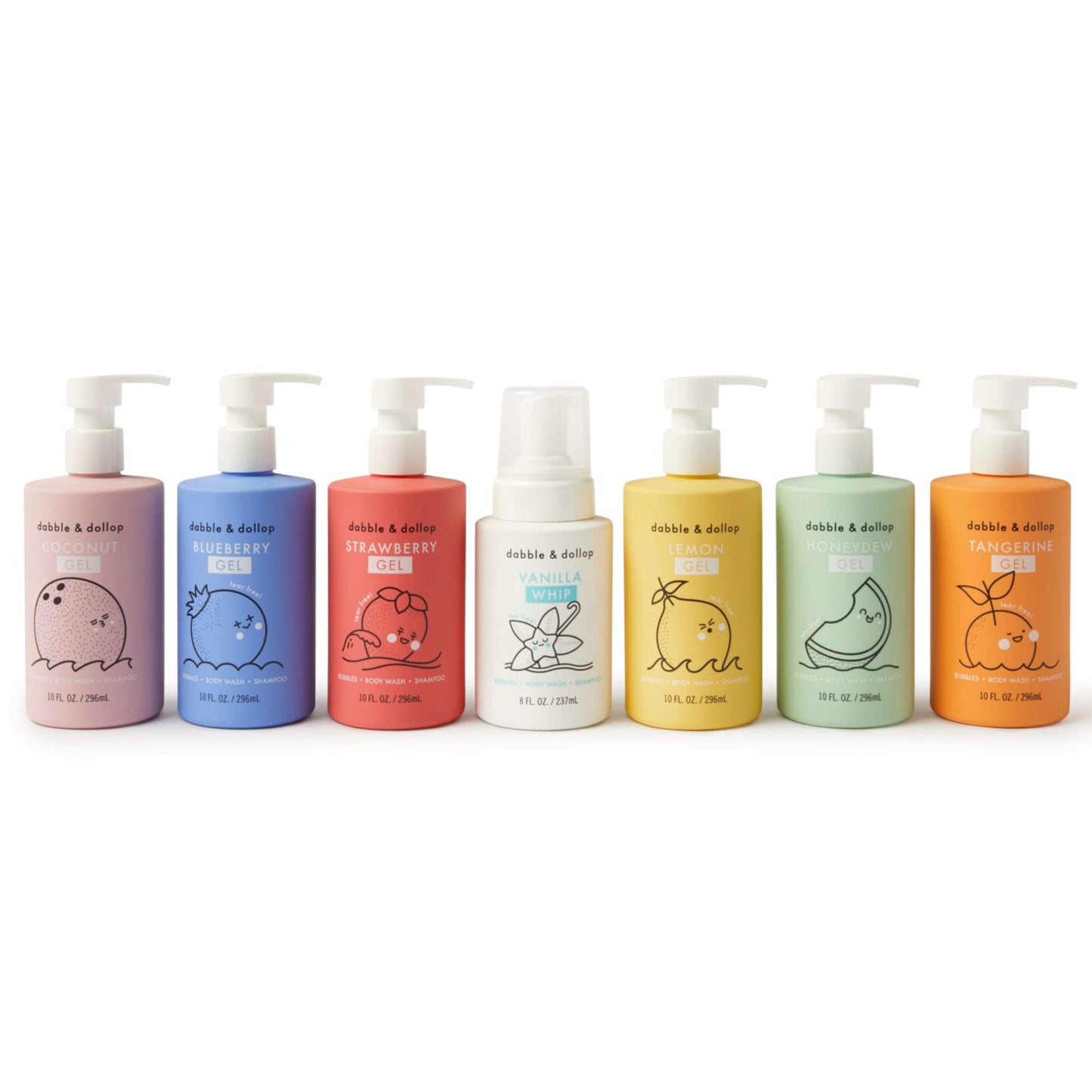 Dabble & Dollop Beachy Bundle, Natural Bubble Bath, Body Wash, Shampoo for Kids, USA-Made, Paraben & Sulfate Free, Vegan, Gluten-Free, Tear-Free, Honeydew Melon, Vanilla & Coconut (Set of 3)