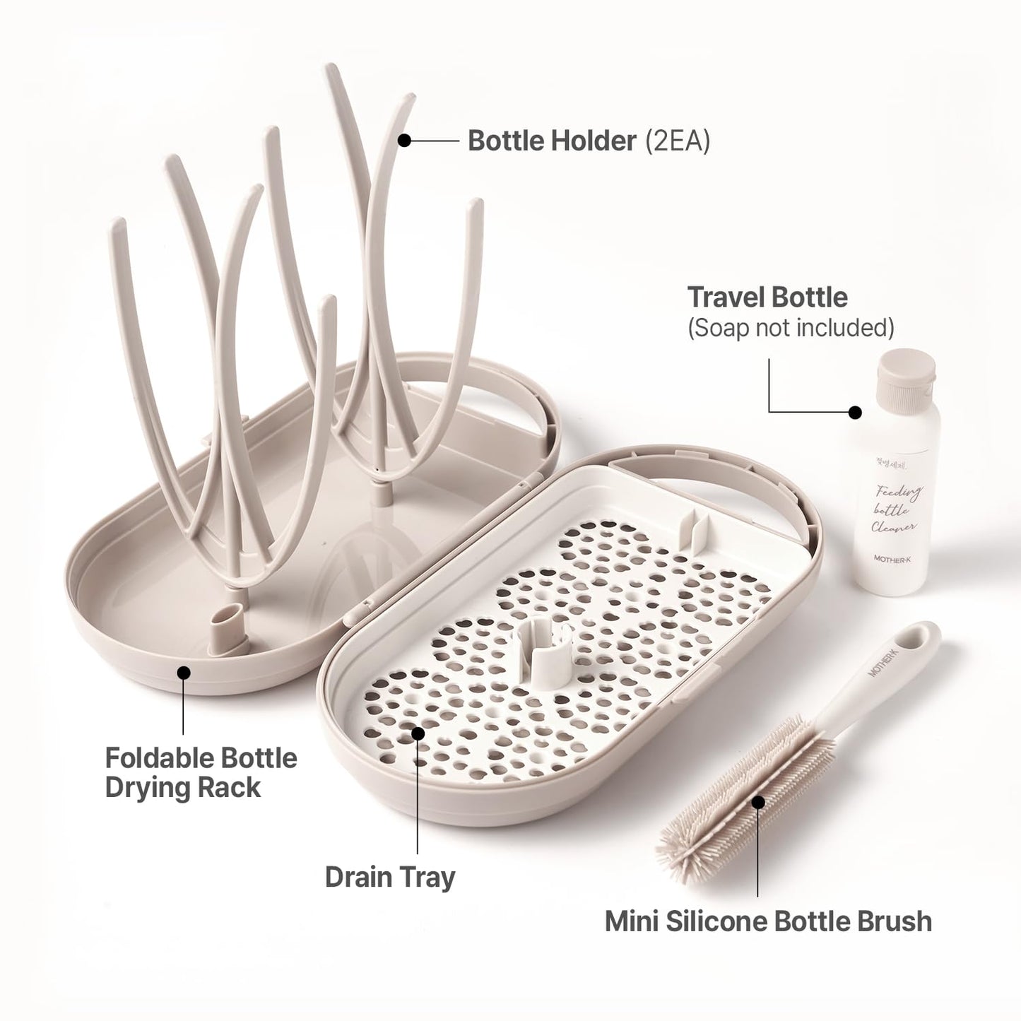 MOTHER-K Travel Baby Bottle Drying Rack Set