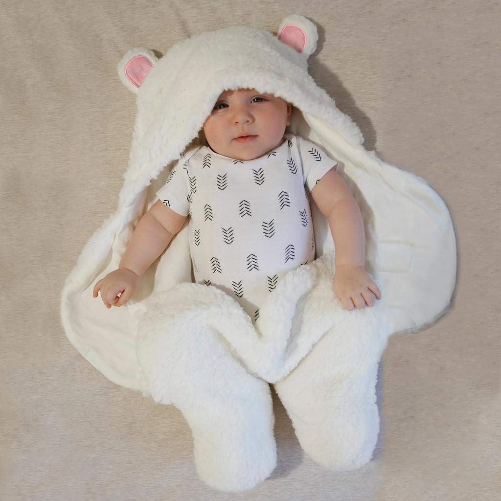 Jam Naturals- Baby Swaddle Blanket, Cute Bear Organic Receiving Swaddling Wrap, Gender Neutral Soft Newborn Baby Registry Gift (White 0-3m)