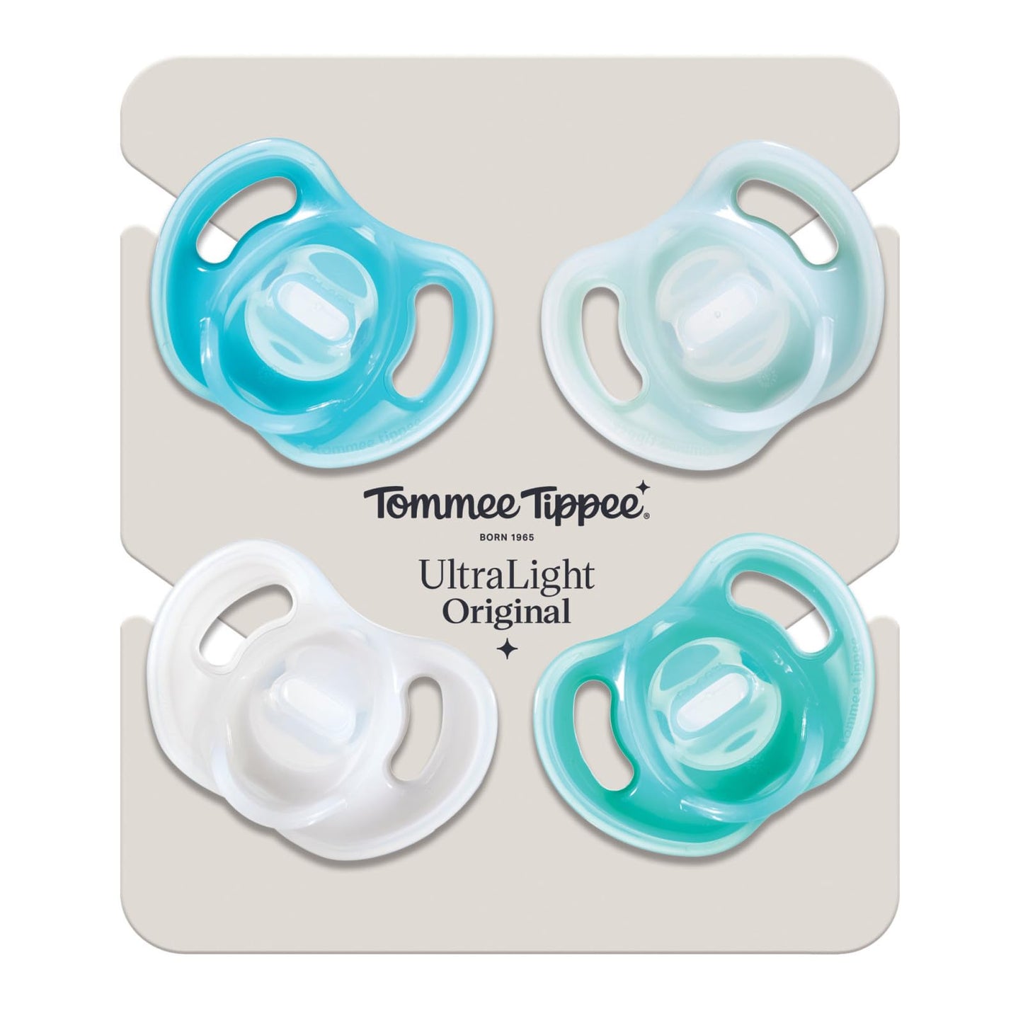 Tommee Tippee Ultra-Light Silicone Pacifier, 0-6 Months Pack of 4