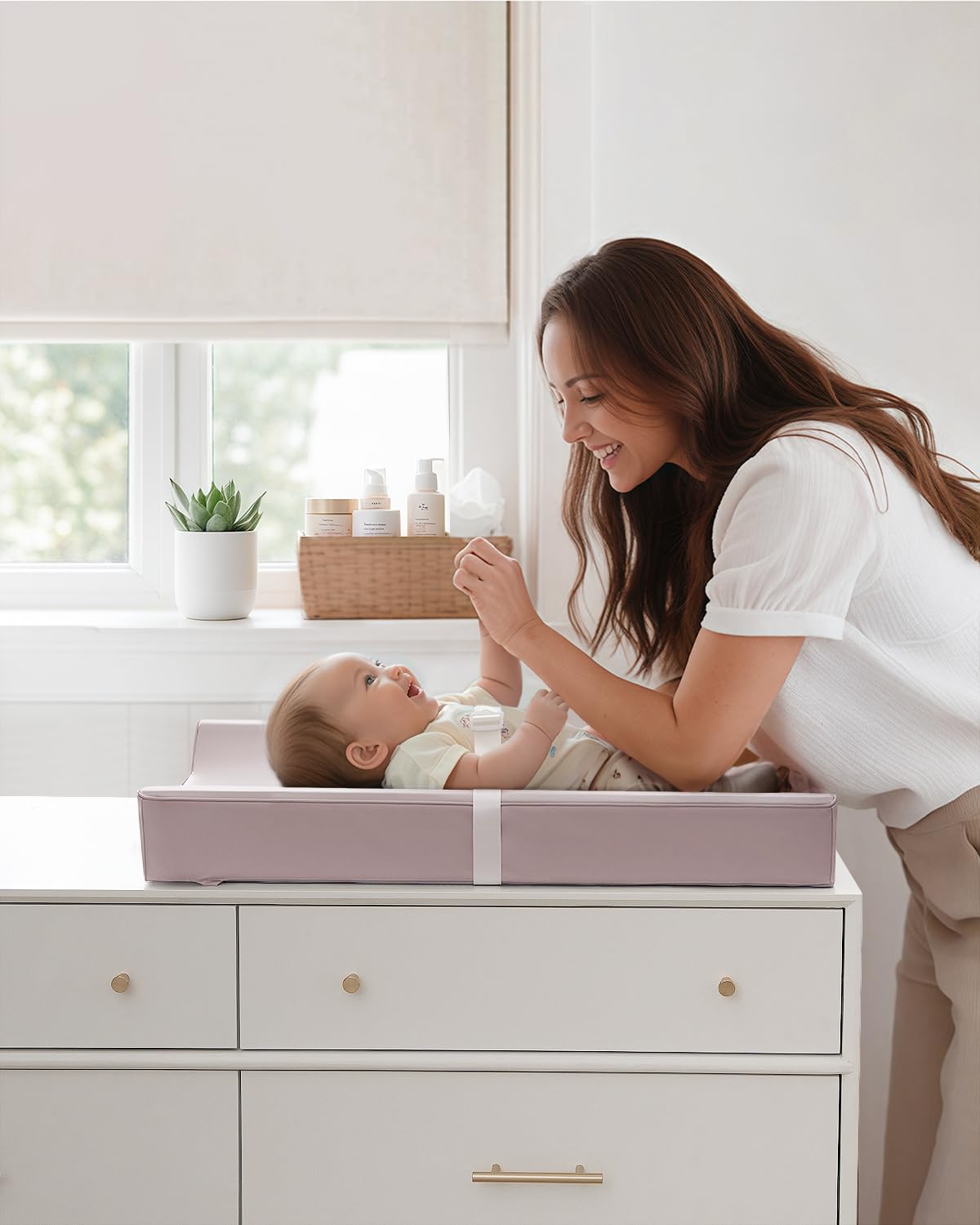 Blissful Diary Vegan Leather Baby Changing Pad with Waterproof & Wipe-Clean PU Cover