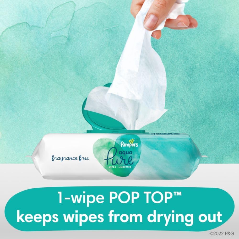 Pampers Baby Wipes Aqua Pure, 99% water-based wipes