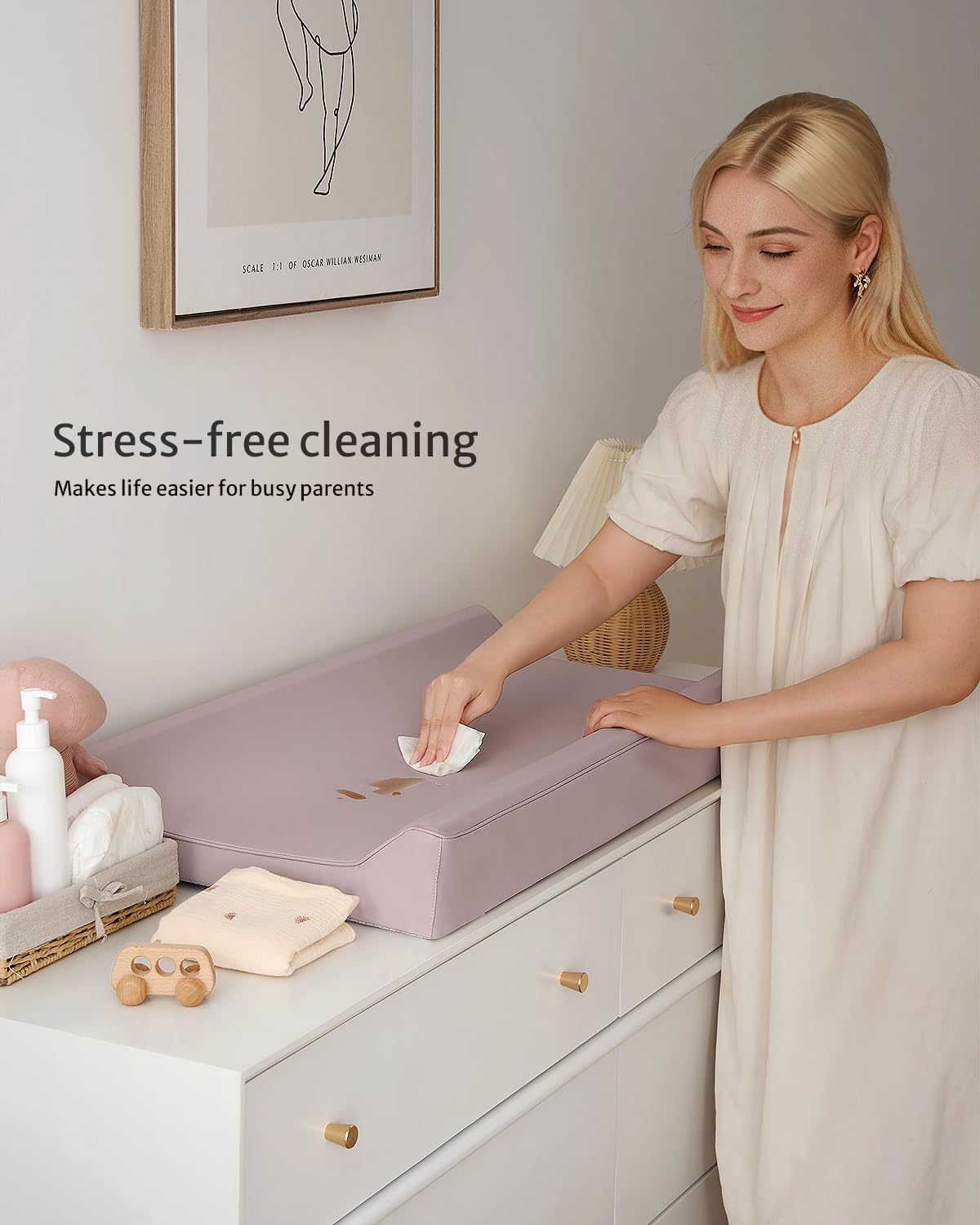 Blissful Diary Vegan Leather Baby Changing Pad with Waterproof & Wipe-Clean PU Cover
