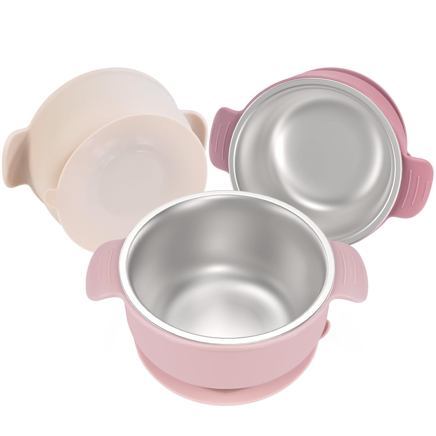 Bella's Friends Stainless Steel and Silicone Baby Bowls with Suction 3 Pack, 4.3”