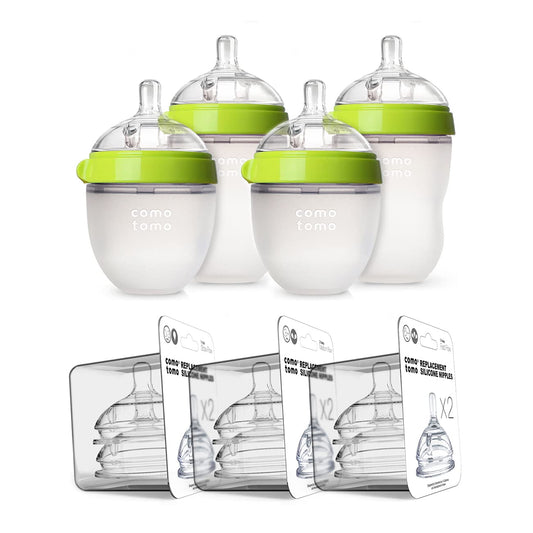 Comotomo Baby Bottle Bundle, Pink, (7 Piece Set)