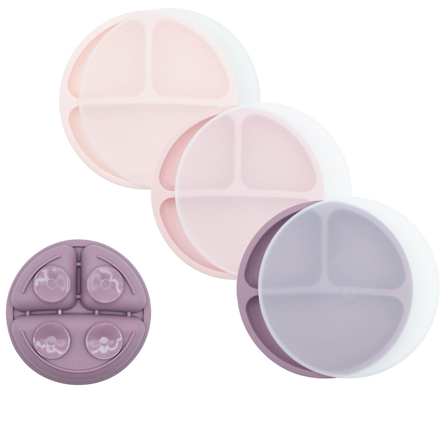 WeeSprout Suction Plates for Babies & Toddlers - 100% Silicone, Dinnerware Stays Put, 3 Pack