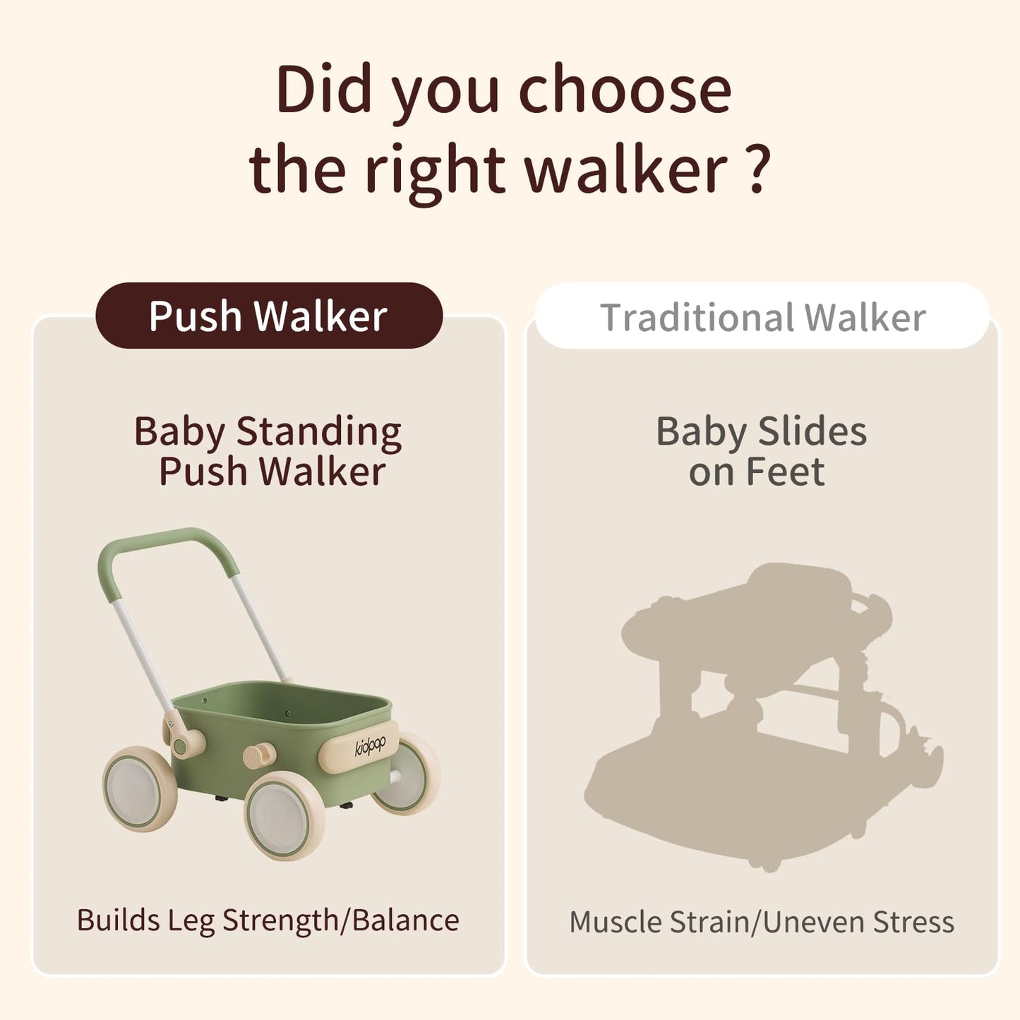 PULA Baby Push Walker with Wheels Toddler Wagon for First Learner Baby Toys 6-12 Months, 1 Year Old Birthday Gifts, Indoors and Outdoors (Black)