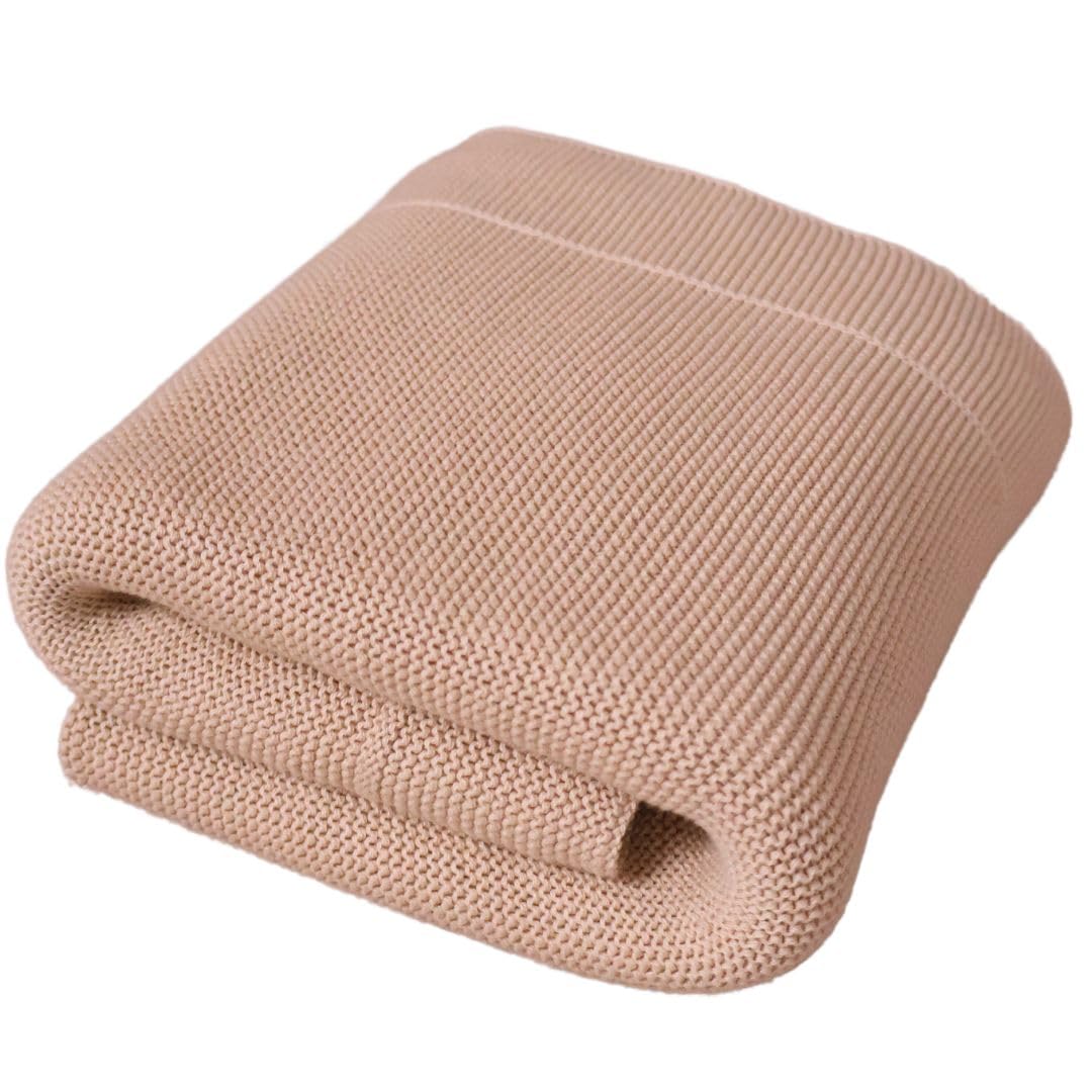 Knitted Organic Cotton Baby Blanket- Swaddle Blanket, 30" x 40" Soft Receiving Blanket for Newborn (Mochachino)