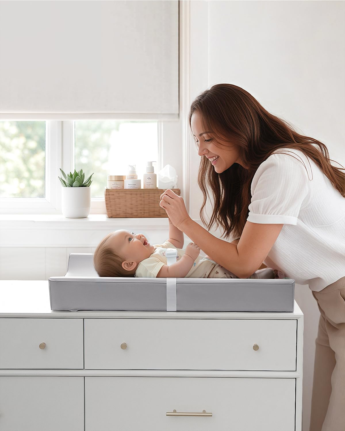 Blissful Diary Vegan Leather Baby Changing Pad with Waterproof & Wipe-Clean PU Cover