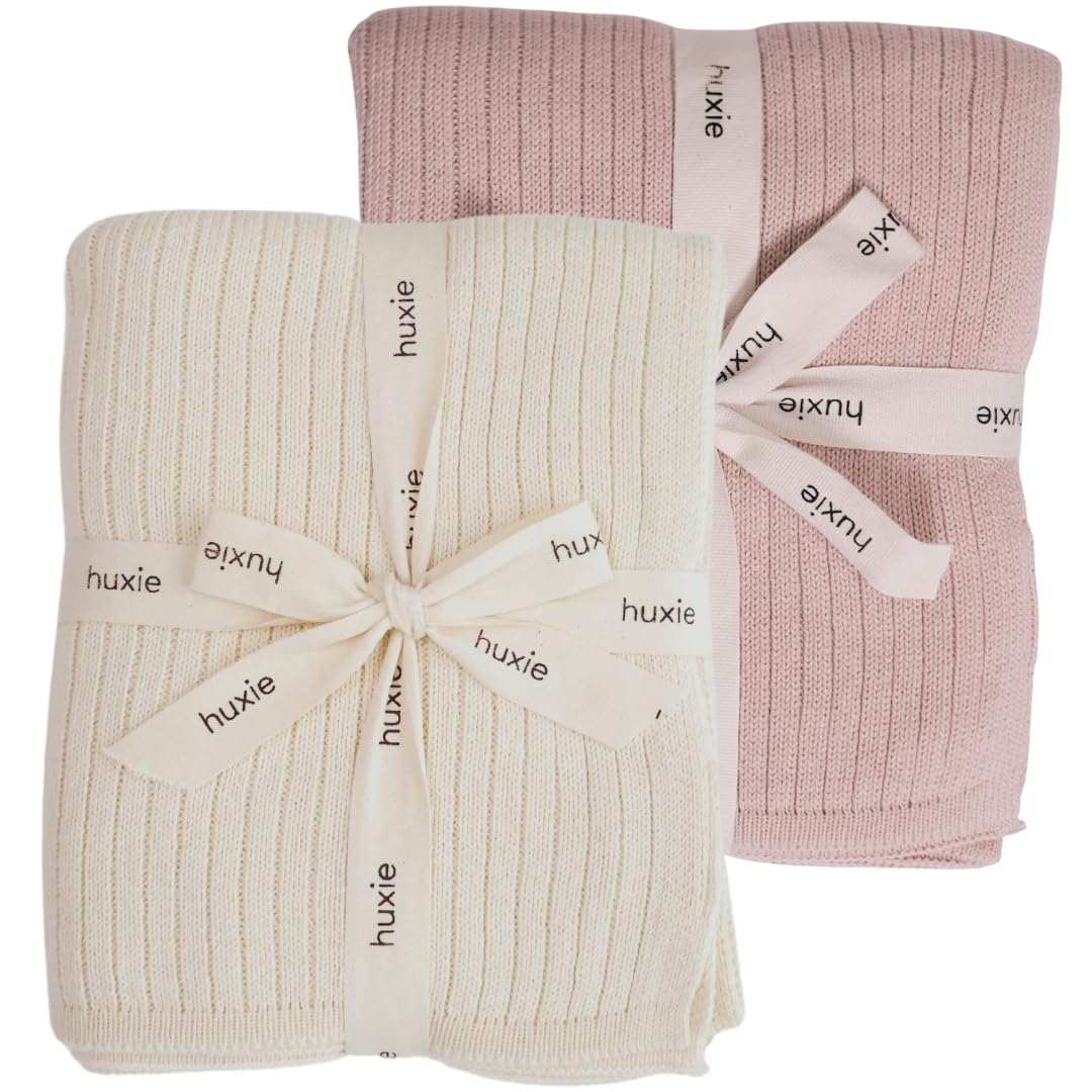 Knitted Organic Cotton Baby Blanket- Swaddle Blanket, 30" x 40" Soft Receiving Blanket for Newborn (Mochachino)