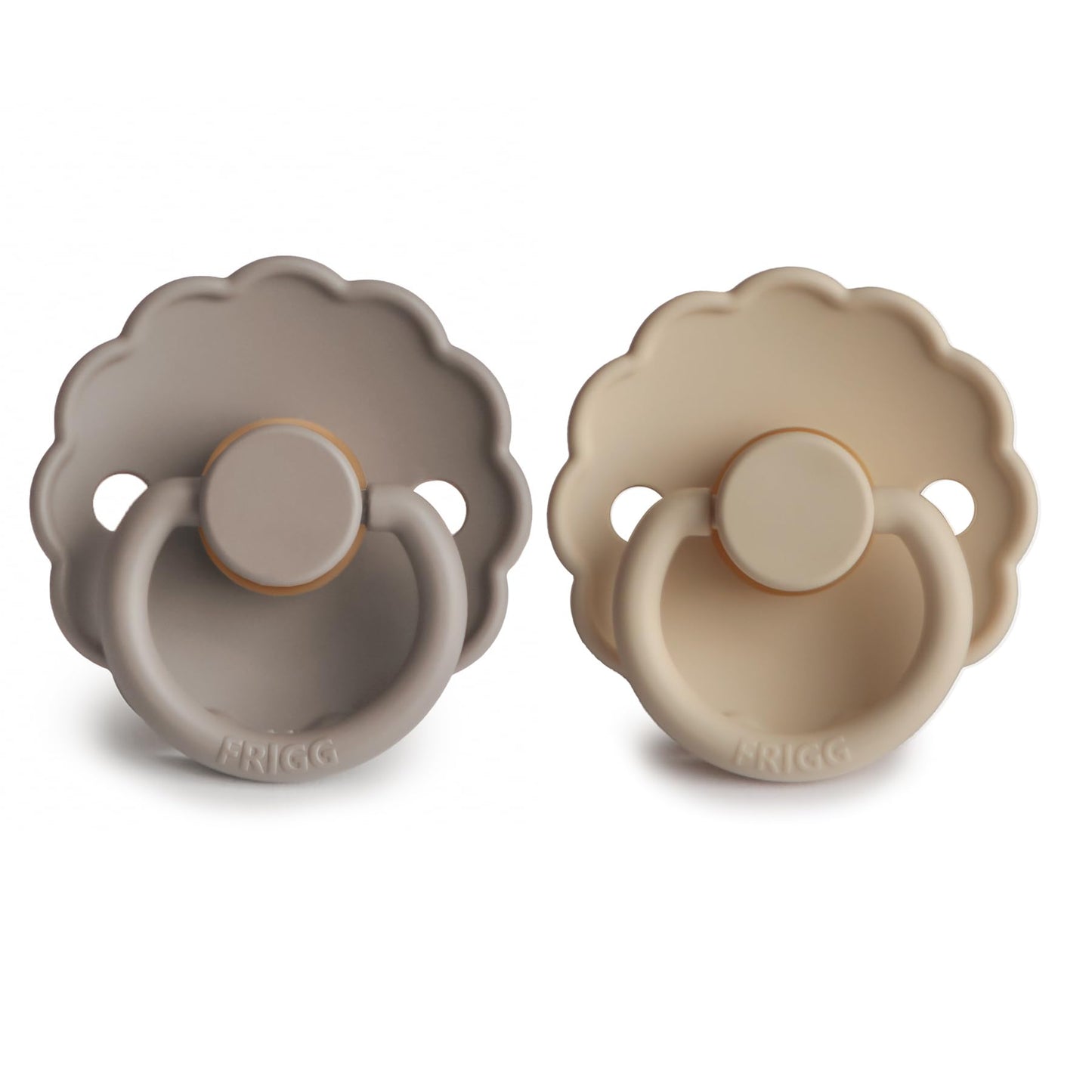 FRIGG Daisy Natural Rubber Baby Pacifier | Made in Denmark | BPA-Free (Aurora/Bright White, 0-6 Months) 2-Pack