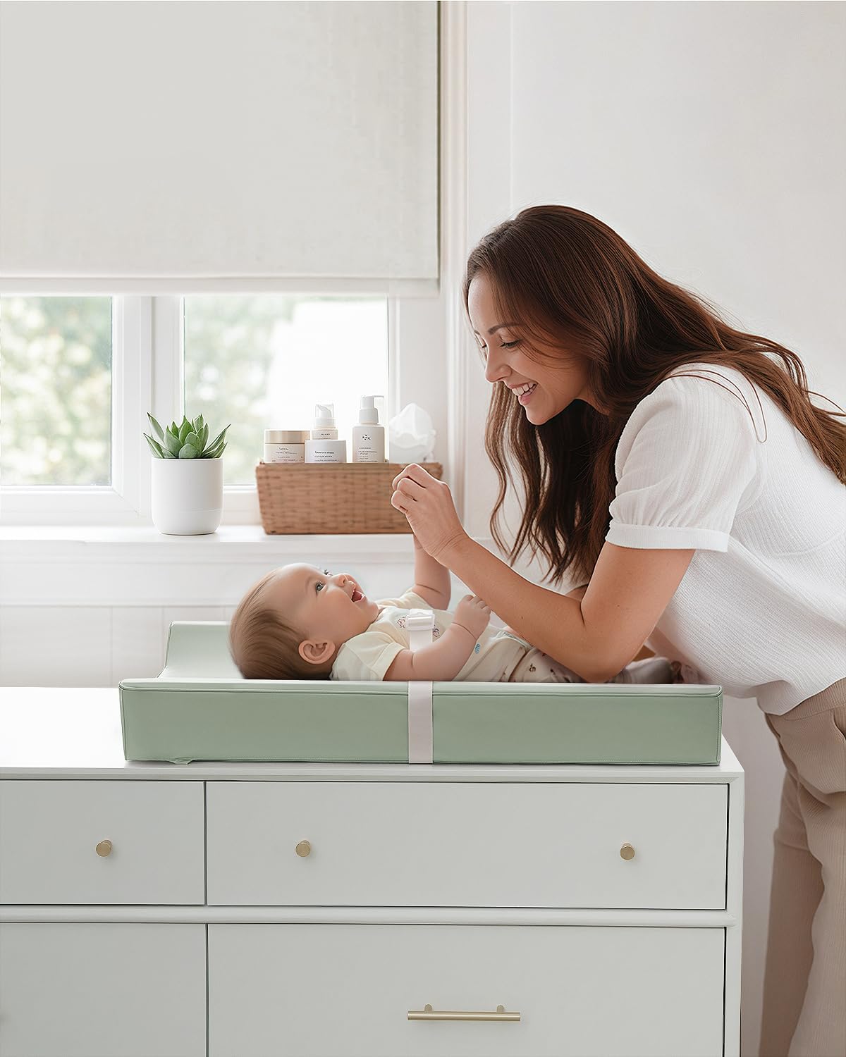 Blissful Diary Vegan Leather Baby Changing Pad with Waterproof & Wipe-Clean PU Cover