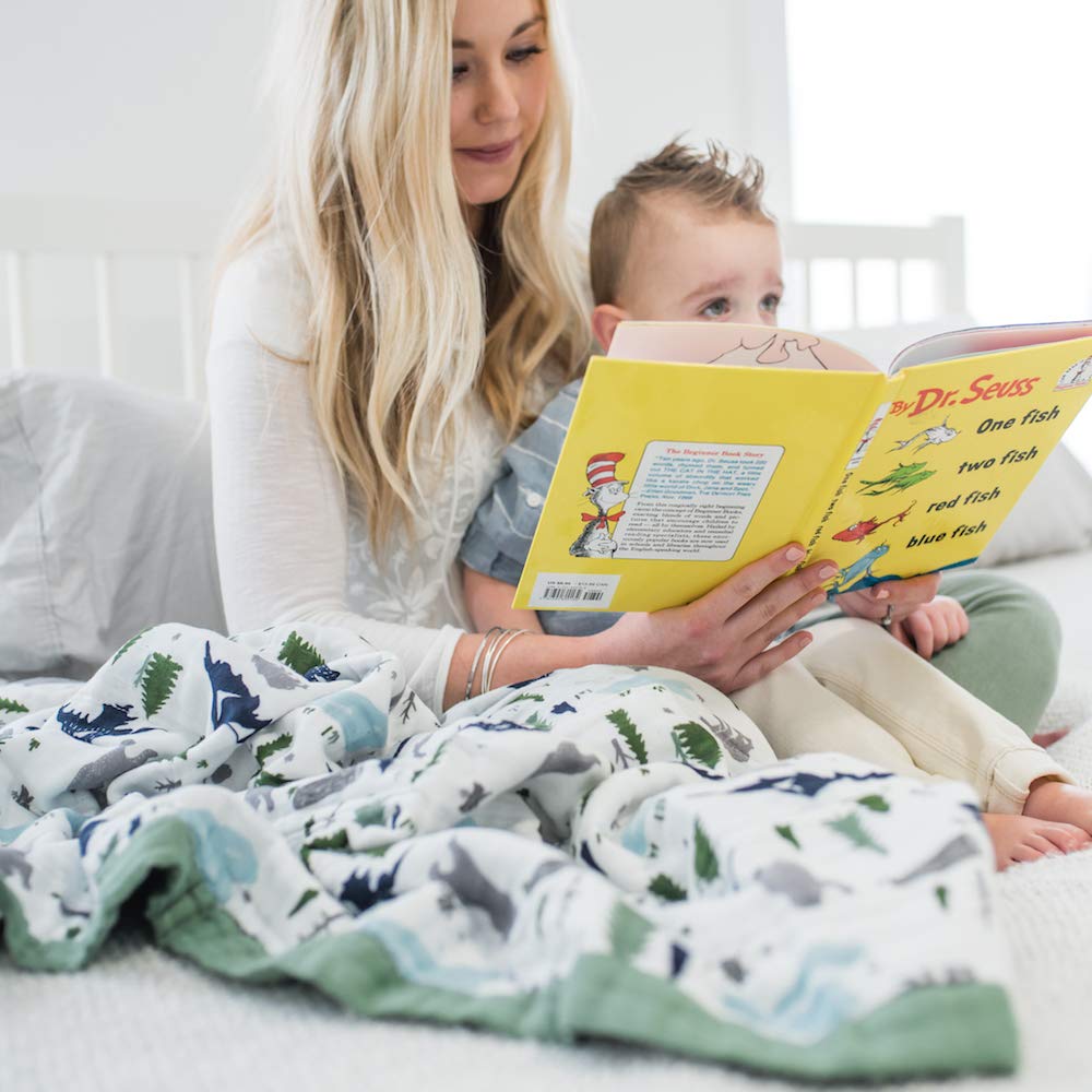 GRACED SOFT LUXURIES Softest Large 100% Cotton Muslin Quilt, 47" x 47" Reversible Printed Cotton Baby Receiving Blanket (Floral Burst)