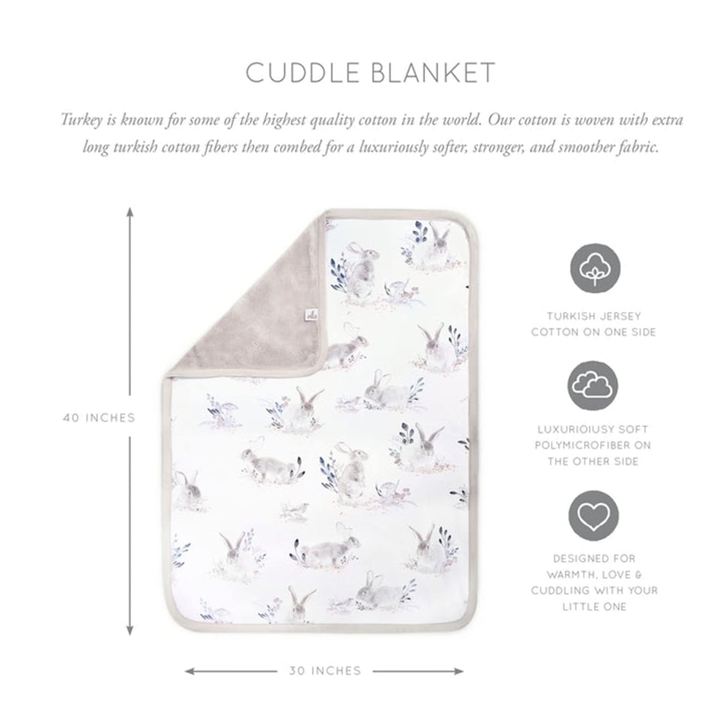 Oilo Baby Blanket, Luxury Soft Plush Backing & 100% Turkish Cotton Jersey Print