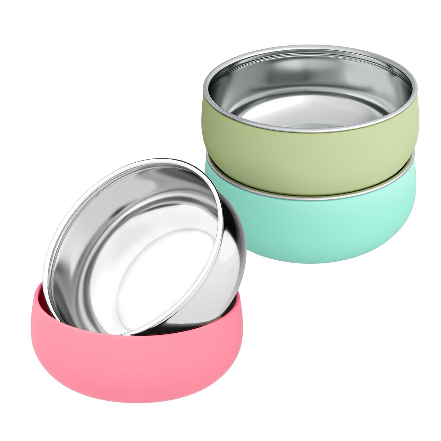Bella's Friends Stainless Steel and Silicone Baby Bowls with Suction 3 Pack, 4.3”