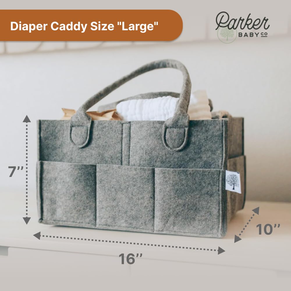 Parker Baby Diaper Caddy - Nursery Storage Bin and Car Organizer for Diapers and Baby Wipes - Oatmeal, Regular