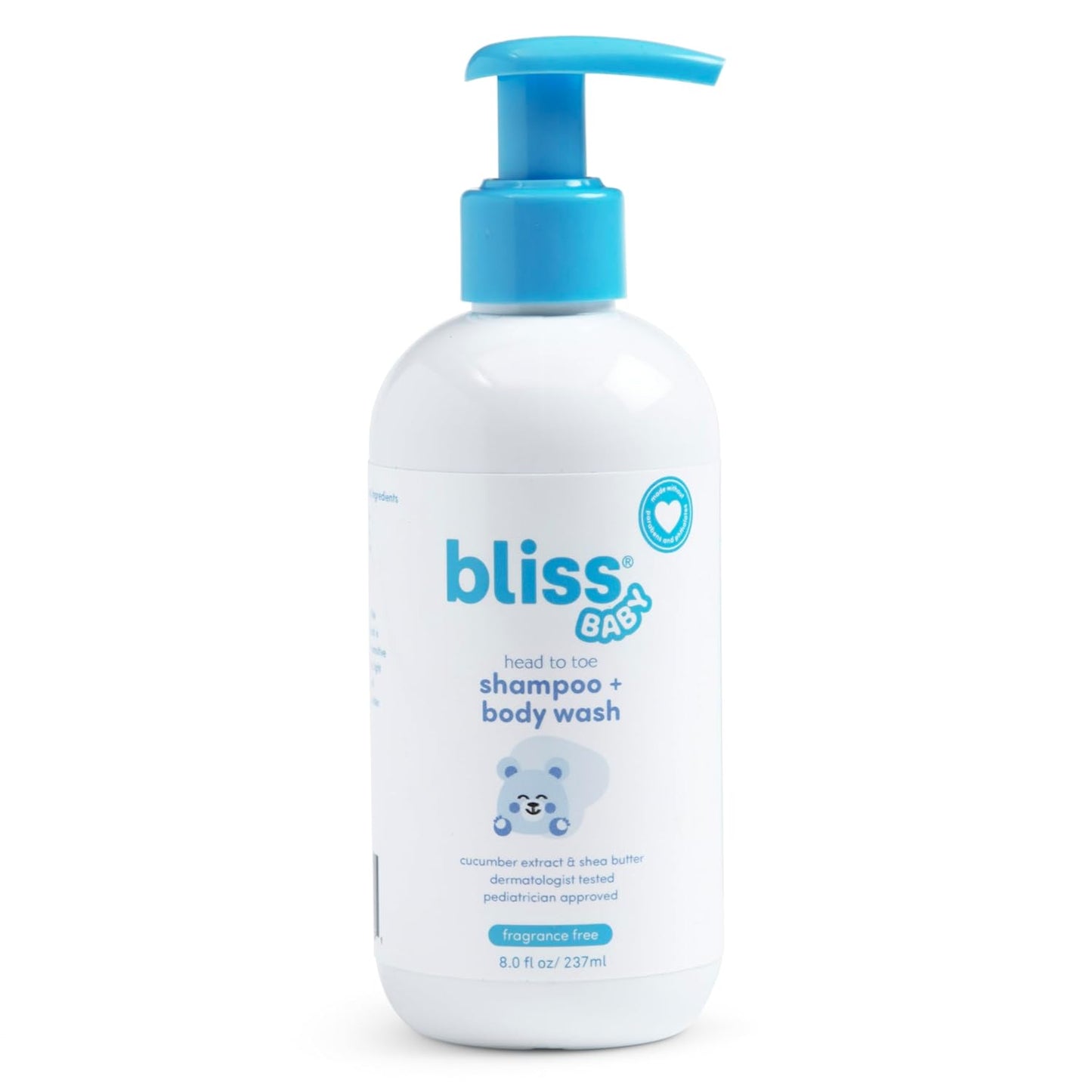 Bliss Baby Shampoo & Wash, Premium 2-in-1 For Babies & Kids, Unscented & Hypoallergenic - Pediatrician Approved - Dermatologist Tested - Vegan, Hydrating & For Sensitive Skin - Shea Butter & Calendula
