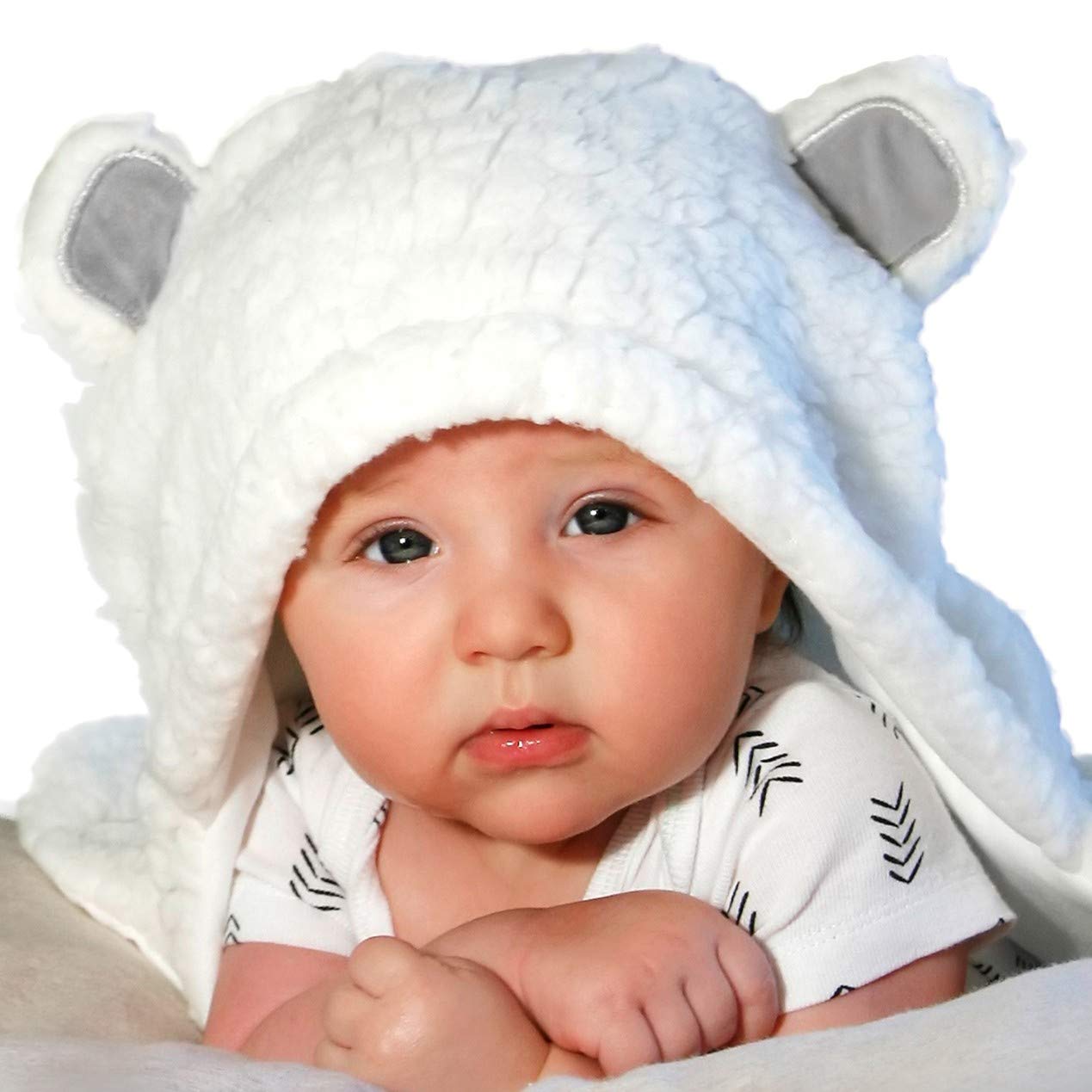 Jam Naturals- Baby Swaddle Blanket, Cute Bear Organic Receiving Swaddling Wrap, Gender Neutral Soft Newborn Baby Registry Gift (White 0-3m)