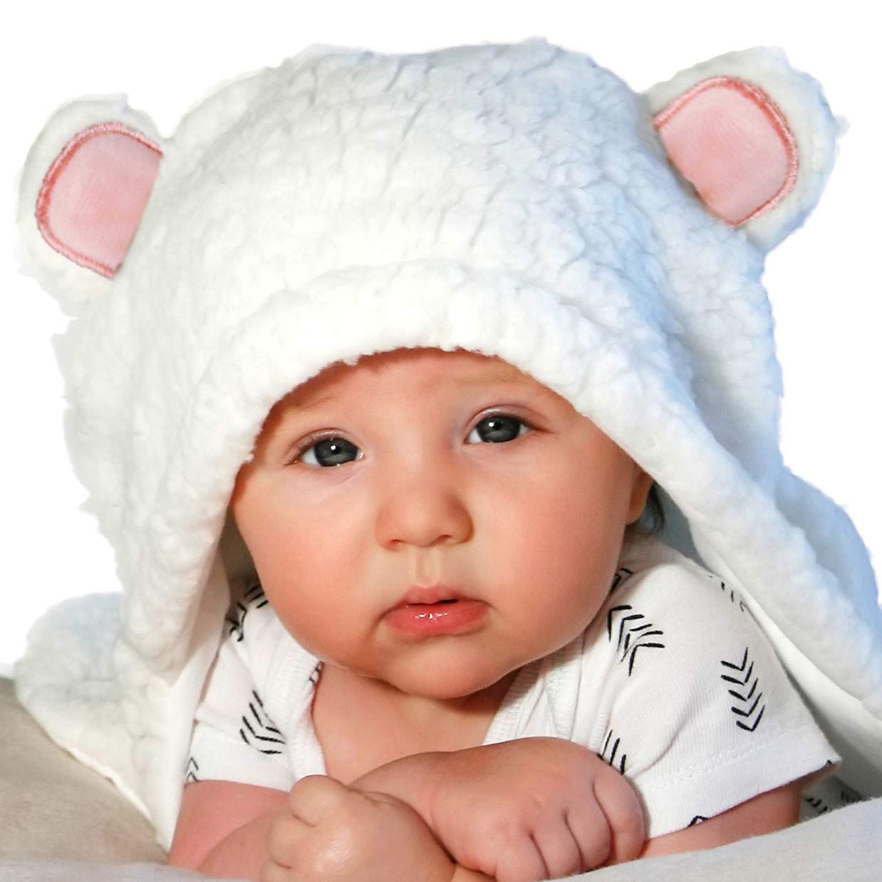 Jam Naturals- Baby Swaddle Blanket, Cute Bear Organic Receiving Swaddling Wrap, Gender Neutral Soft Newborn Baby Registry Gift (White 0-3m)