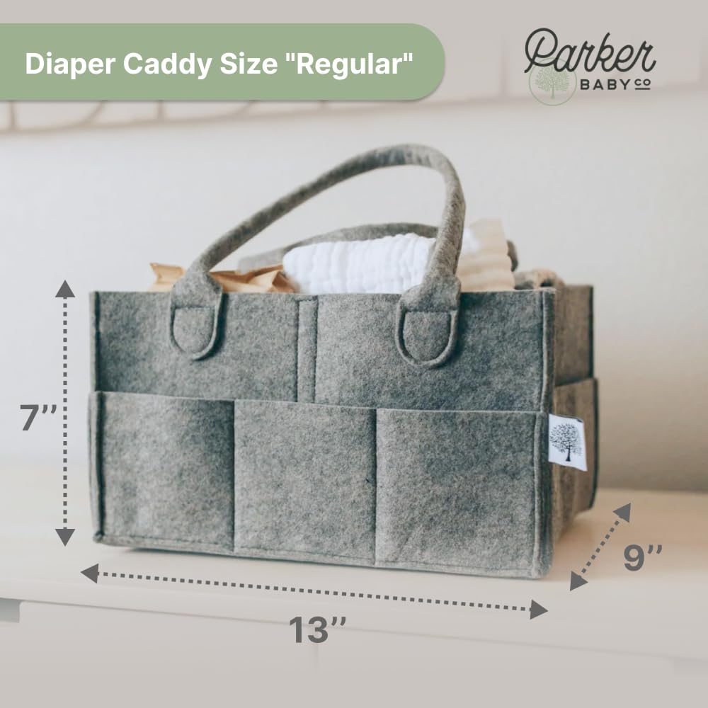 Parker Baby Diaper Caddy - Nursery Storage Bin and Car Organizer for Diapers and Baby Wipes - Oatmeal, Regular