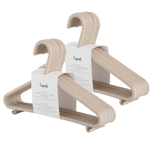 Sustainable Wheat Straw Plastic Toddler & Kids Hangers – Pack of 30