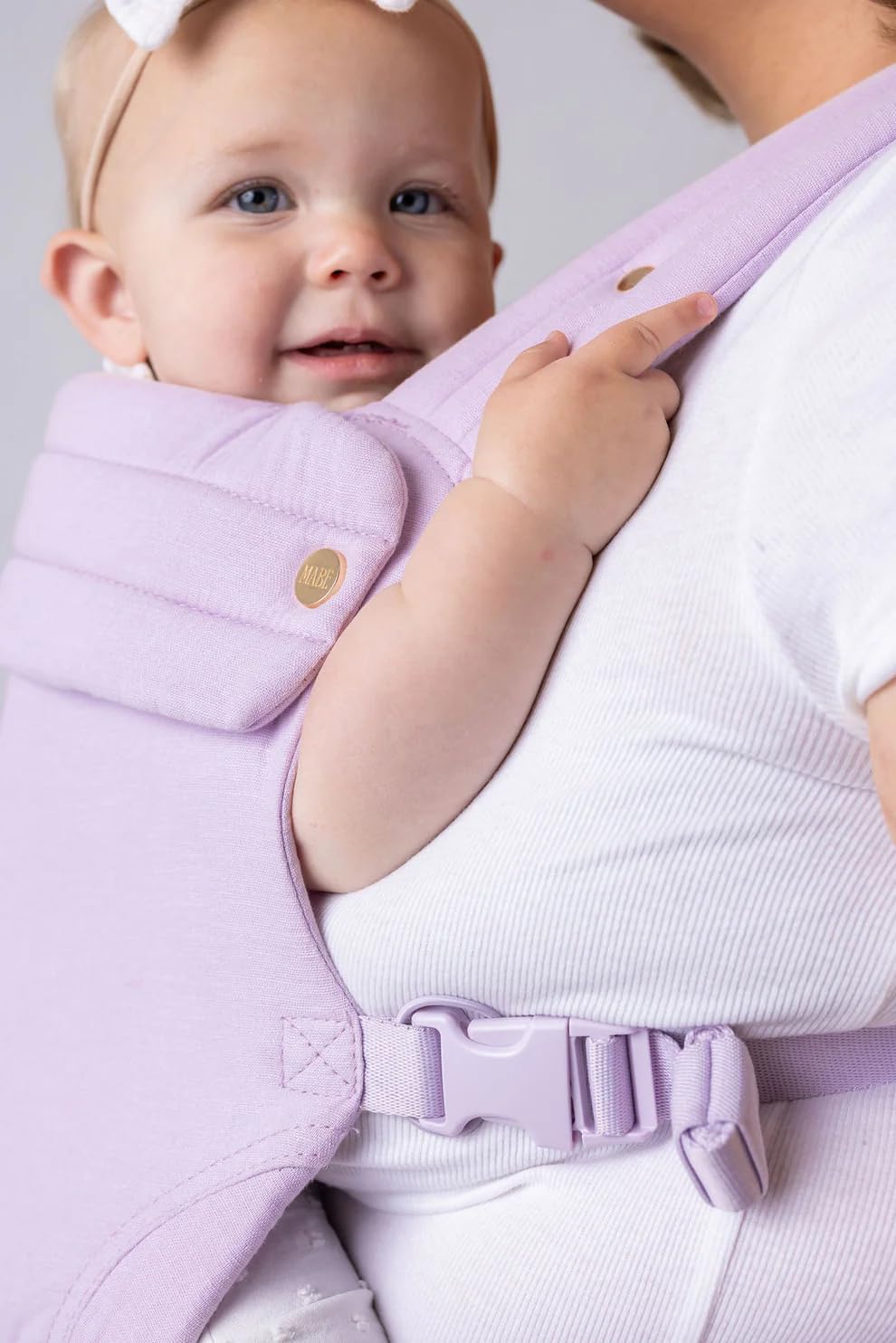 Mabē Monarch Ergonomic Baby Carrier – Premium Cotton Soft Structured Newborn to Toddler Carrier with Hip-Healthy Design, 3 Carry Positions (7-35lbs), Lightweight & Breathable, (Ivory)