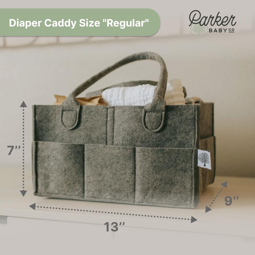 Parker Baby Diaper Caddy - Nursery Storage Bin and Car Organizer for Diapers and Baby Wipes - Oatmeal, Regular