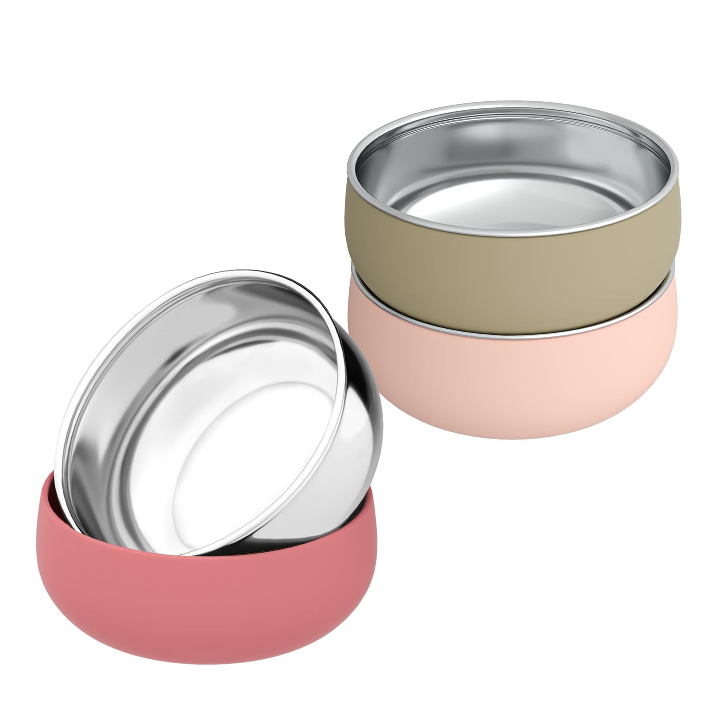 Bella's Friends Stainless Steel and Silicone Baby Bowls with Suction 3 Pack, 4.3”