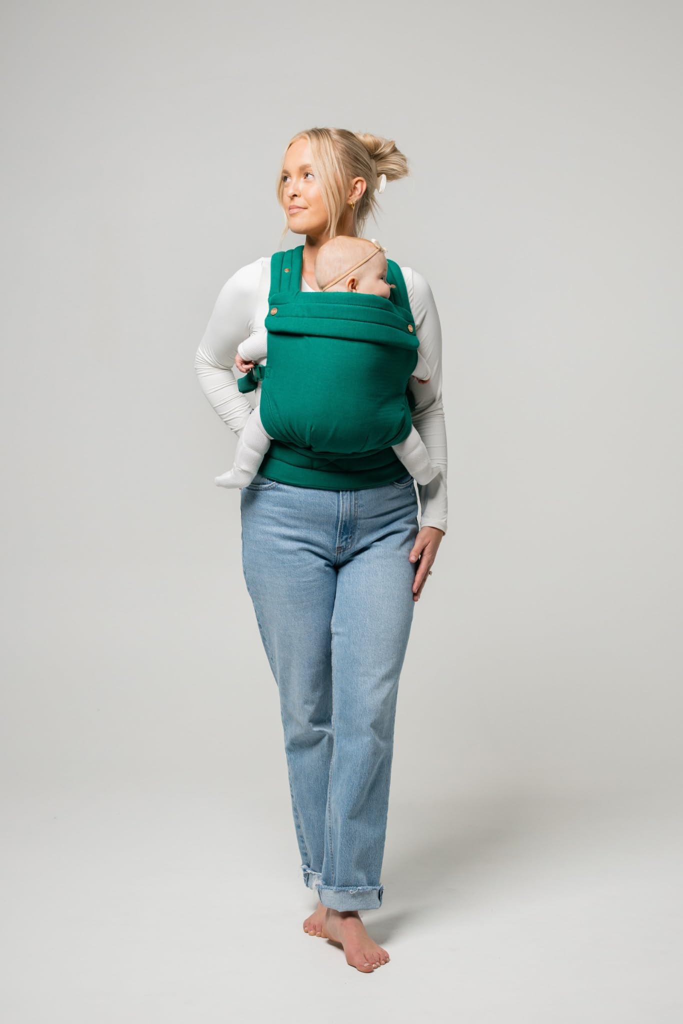 Mabē Monarch Ergonomic Baby Carrier – Premium Cotton Soft Structured Newborn to Toddler Carrier with Hip-Healthy Design, 3 Carry Positions (7-35lbs), Lightweight & Breathable, (Ivory)