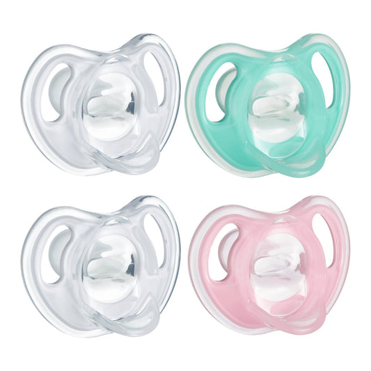 Tommee Tippee Ultra-Light Silicone Pacifier, 0-6 Months Pack of 4