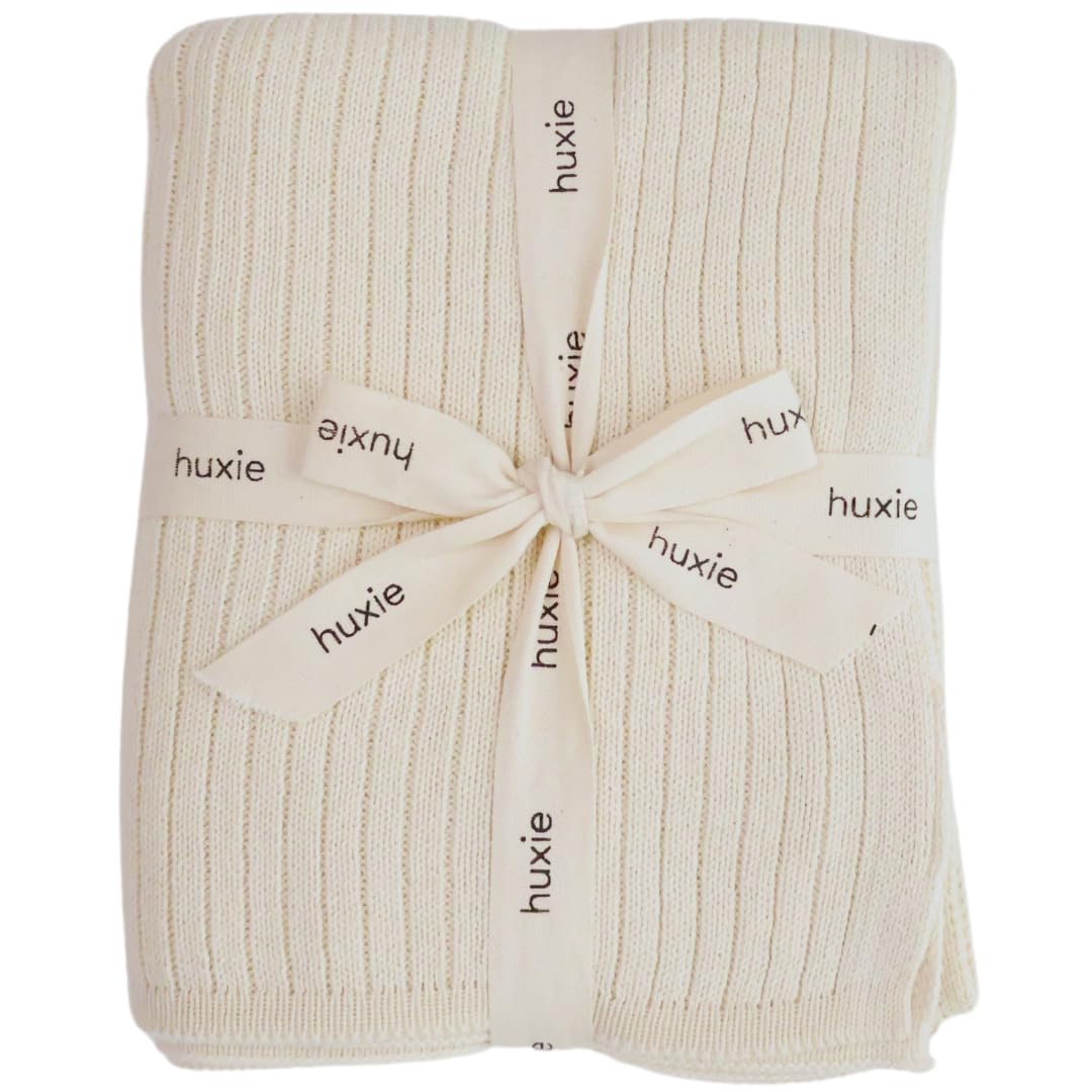 Knitted Organic Cotton Baby Blanket- Swaddle Blanket, 30" x 40" Soft Receiving Blanket for Newborn (Mochachino)