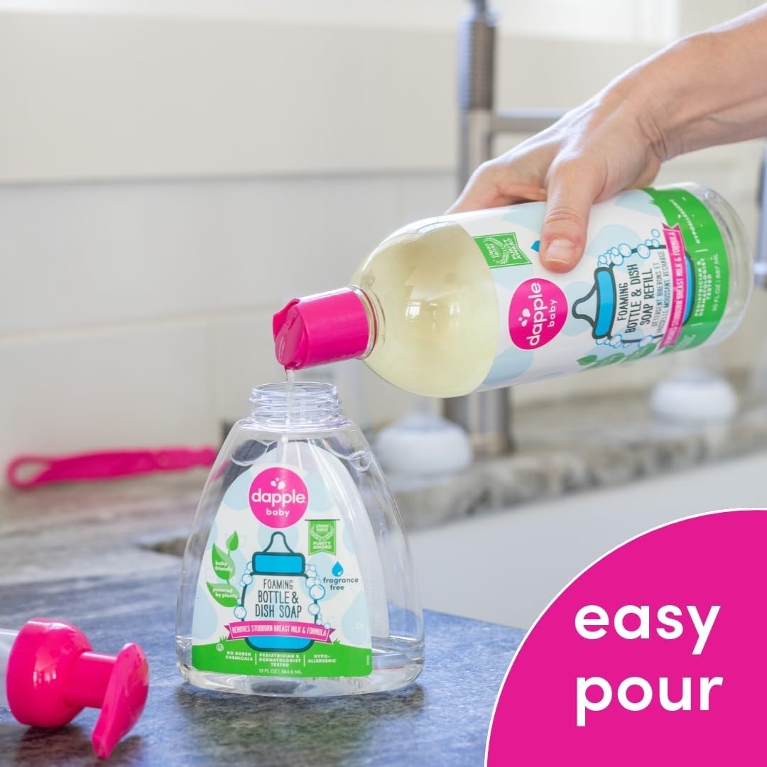 Dapple Baby Foaming Dish Soap, Refill, Unscented, 30oz (2 Units)