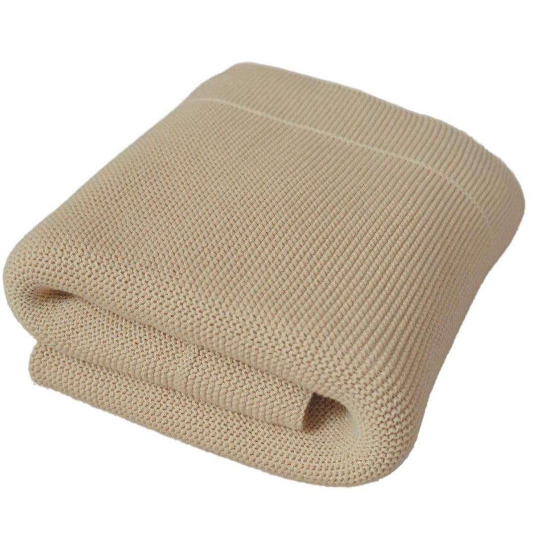 Knitted Organic Cotton Baby Blanket- Swaddle Blanket, 30" x 40" Soft Receiving Blanket for Newborn (Mochachino)