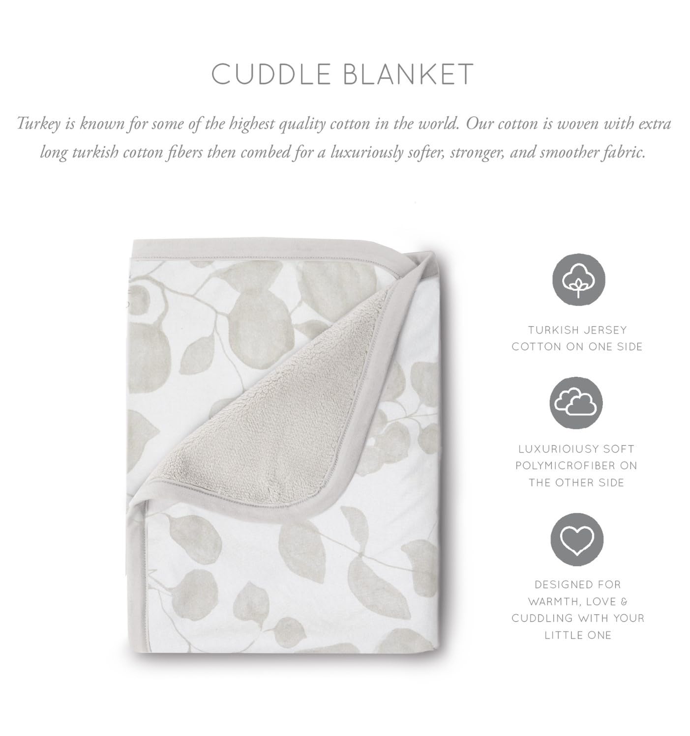 Oilo Baby Blanket, Luxury Soft Plush Backing & 100% Turkish Cotton Jersey Print